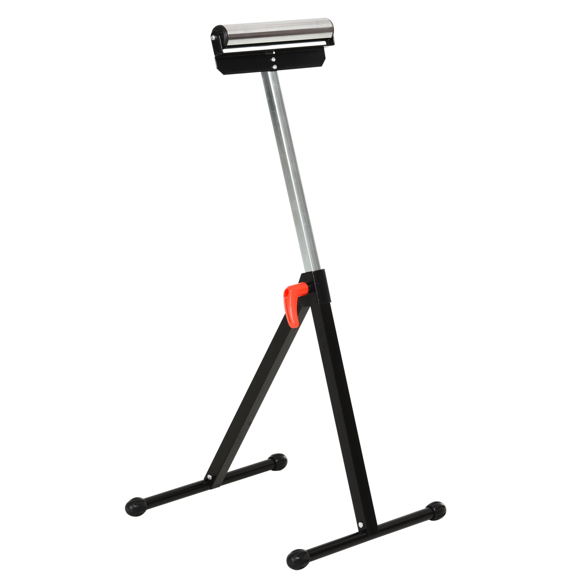 HOMCOM Folding Roller Stand, Adjustable Height Material Support Pedestal with Ball Bearing Roller, Portable Metal Construction, Black