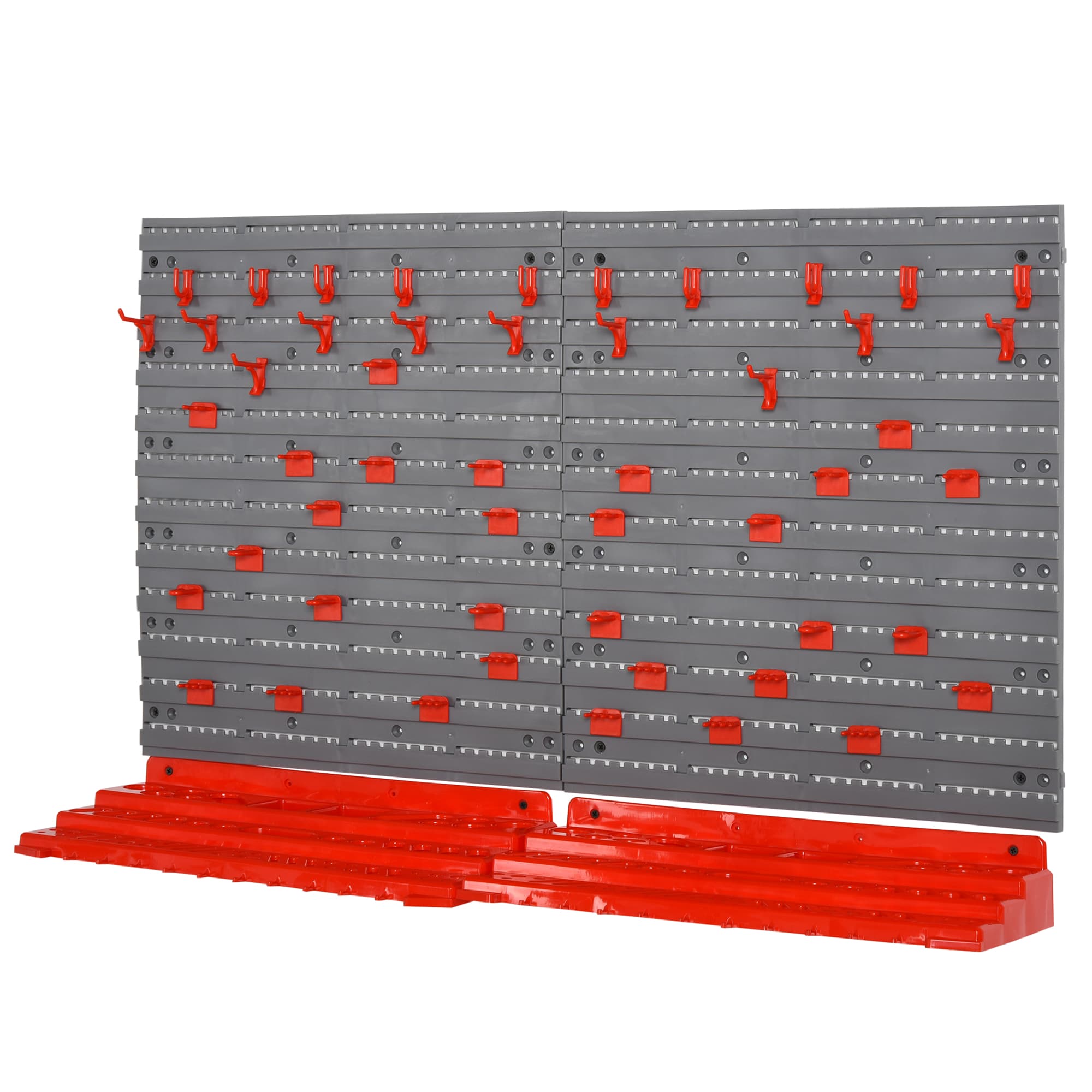 DURHAND Wall Mounted Tool Storage Board, 54 Piece Set with Pegboard, 50 Pegs, 2 Shelves, Organiser for Workshop, Garage | Aosom UK