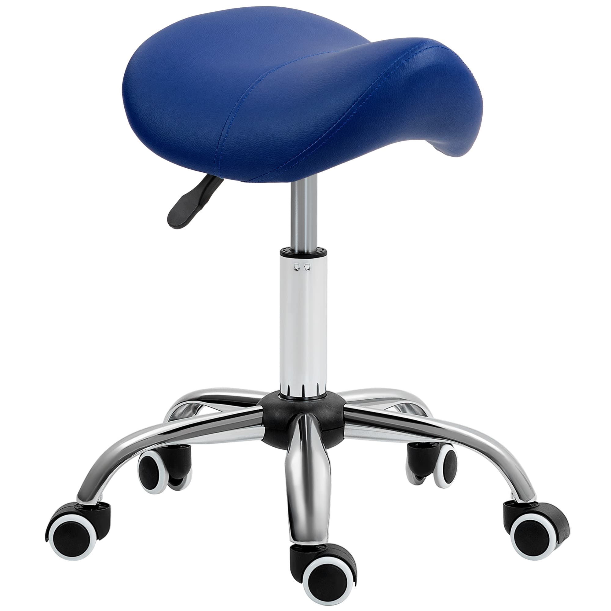 HOMCOM Saddle Stool, Height Adjustable Salon Chair for Massage Spa, Faux Leather, Brown | Aosom UK