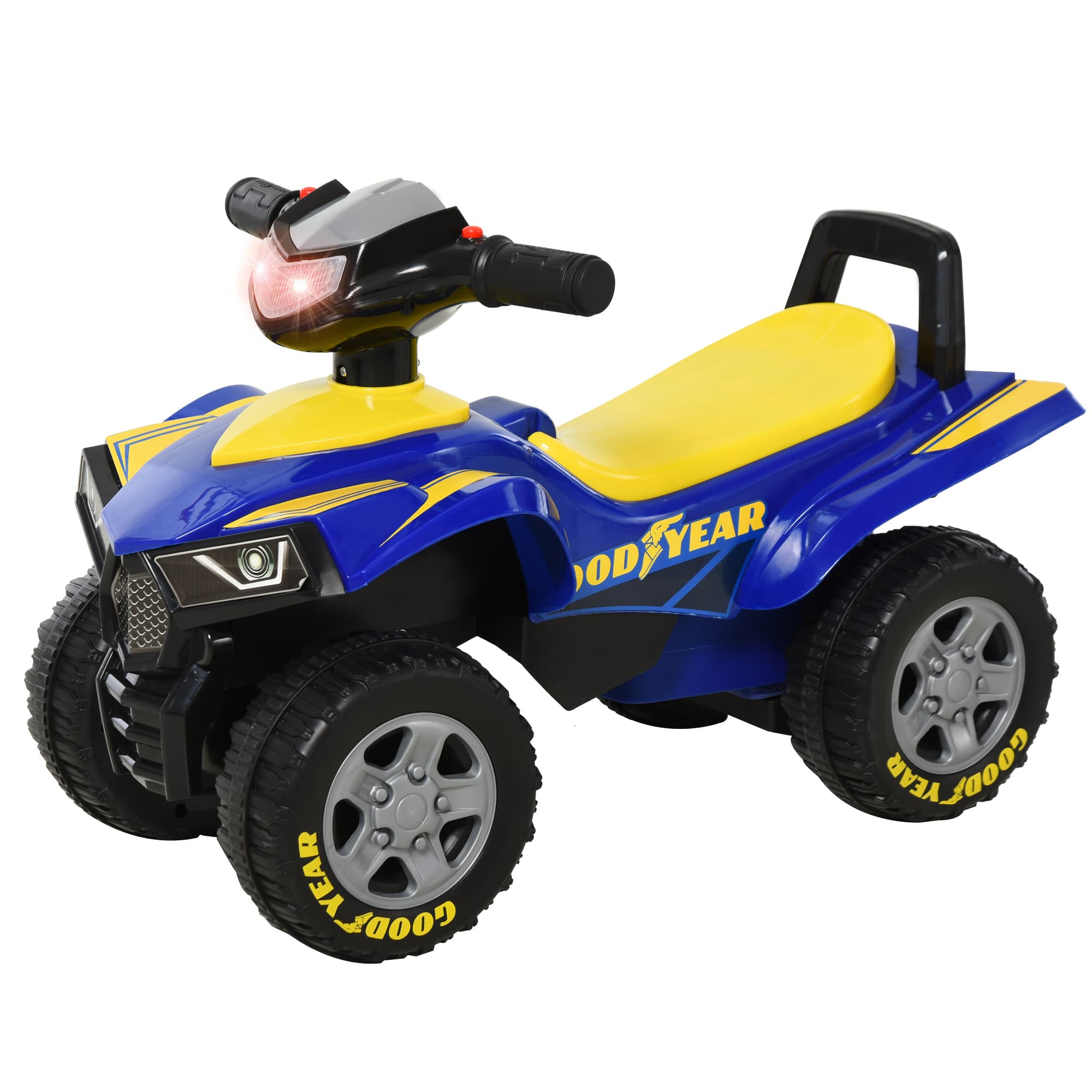 HOMCOM Kids Quad Bike Walker with Engaging Sound Effects, Sturdy PP Construction, Vibrant Yellow & Blue | Aosom UK