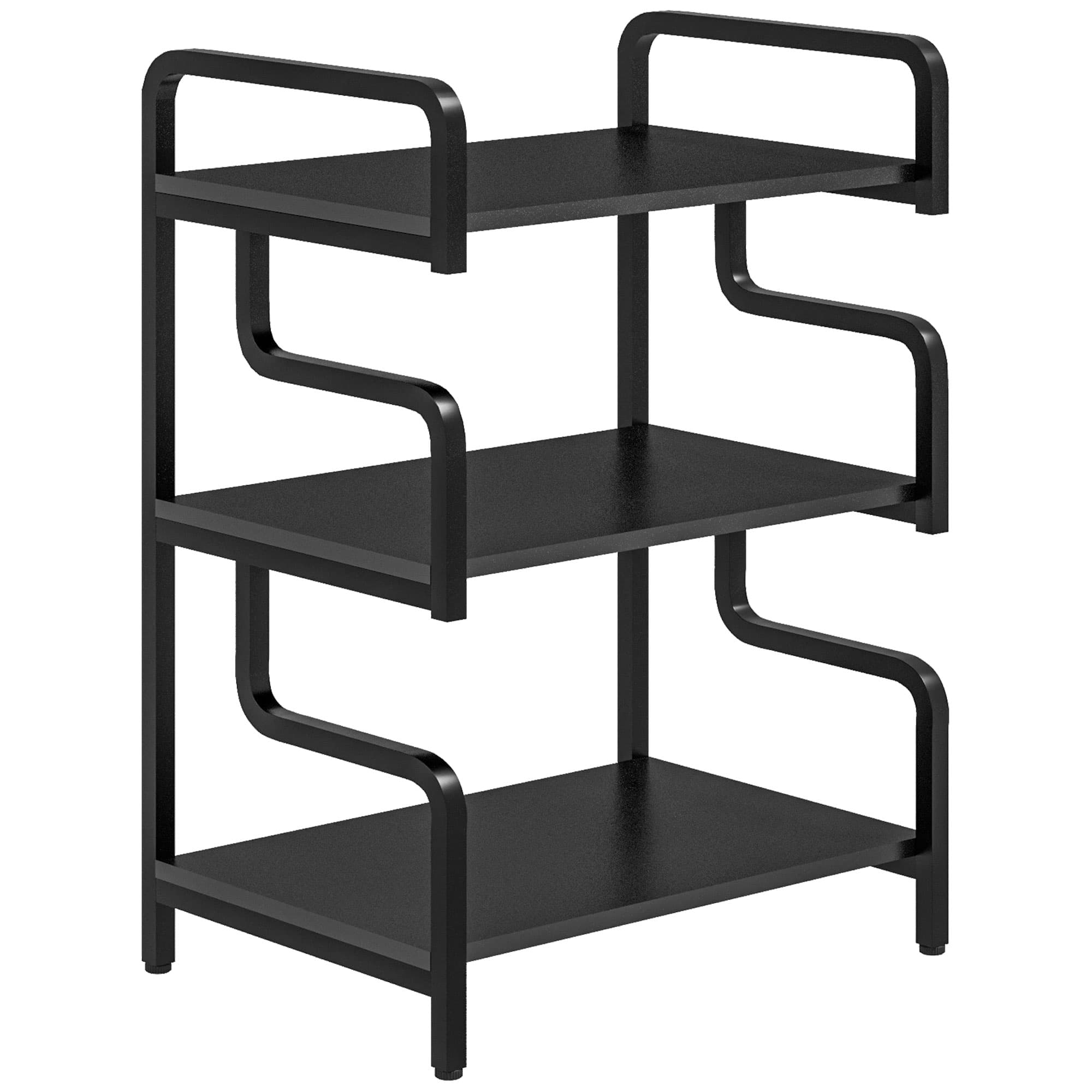 HOMCOM 3-Tier Storage Shelves, Metal Shelving Unit, Industrial Printer Table for Home Office, Display Rack for Living Room, Black | Aosom UK