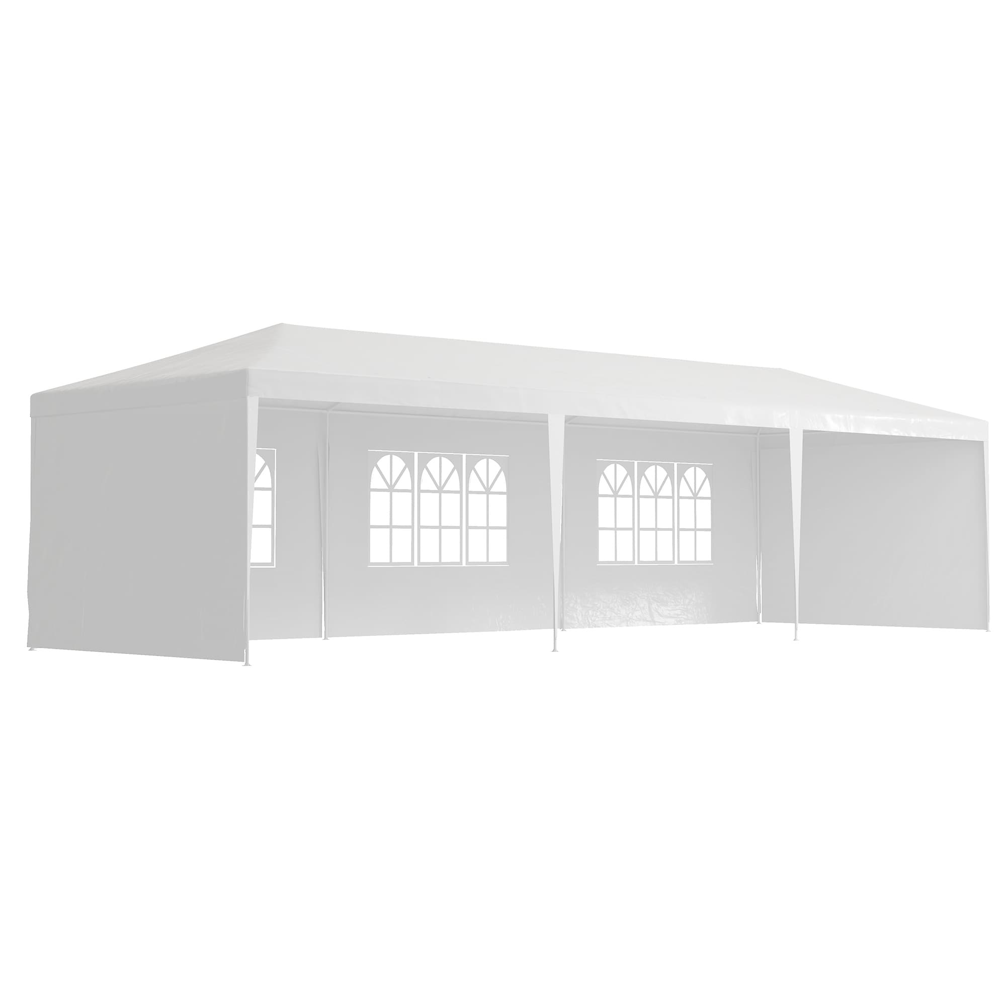 Outsunny 9 x 3m Garden Gazebo Marquee Party Wedding Tent Canopy - White | Aosom UK