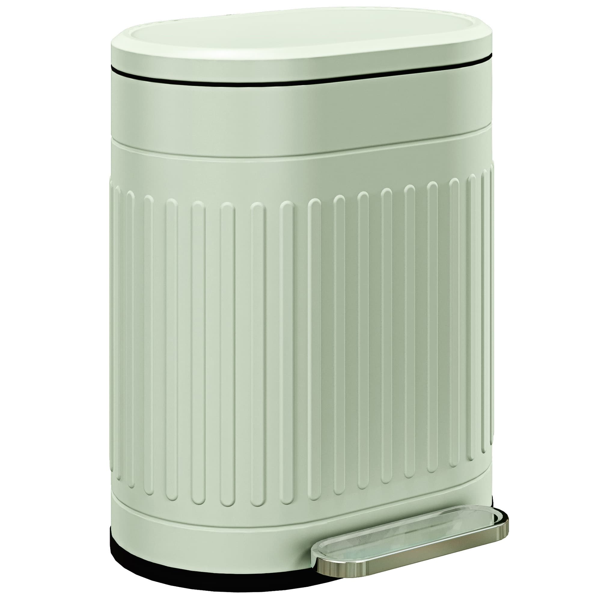 HOMCOM 20L Pedal Bin, Fingerprint-Proof Kitchen Bin with Lid, Removable Inner Bucket, Metal Waste Bin, Light Green | Aosom UK