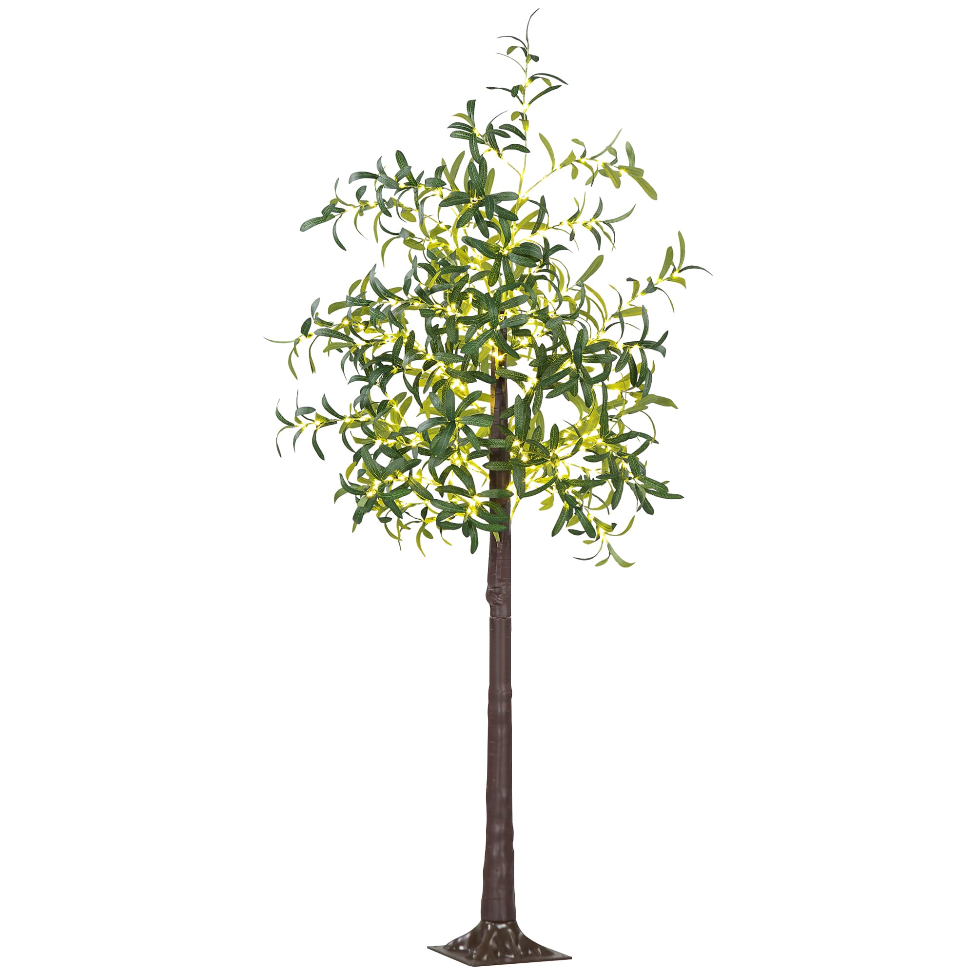 HOMCOM 6ft Olive Tree Light with 300 Warm White LED Lights, Artificial Tree for Indoor, Party, Wedding, Christmas, Home Decoration, Green | Aosom UK