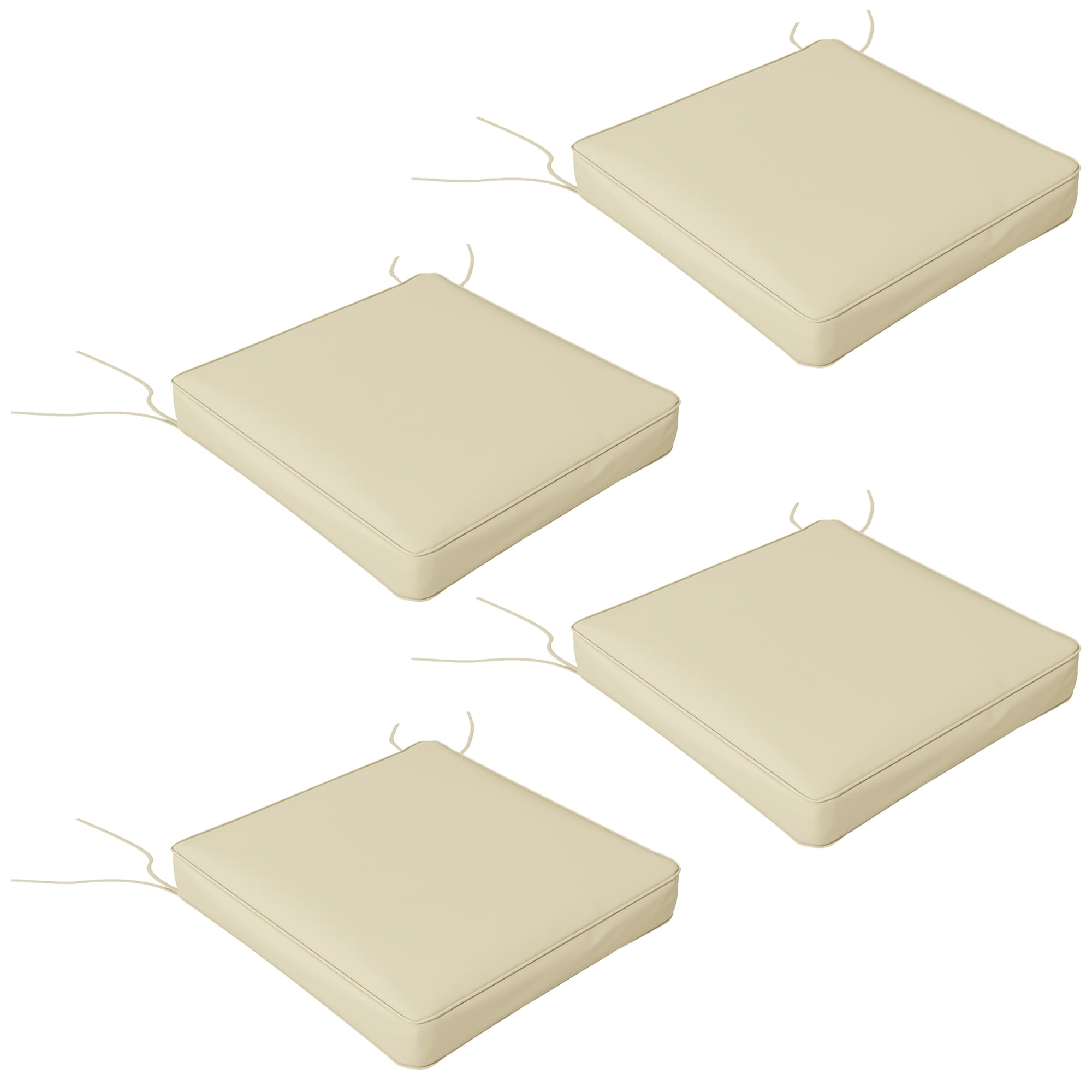 Outsunny 4-Piece Replacement Seat Cushions, Patio Chair Pillow Set with Ties, Indoor/Outdoor Use, Beige | Aosom UK