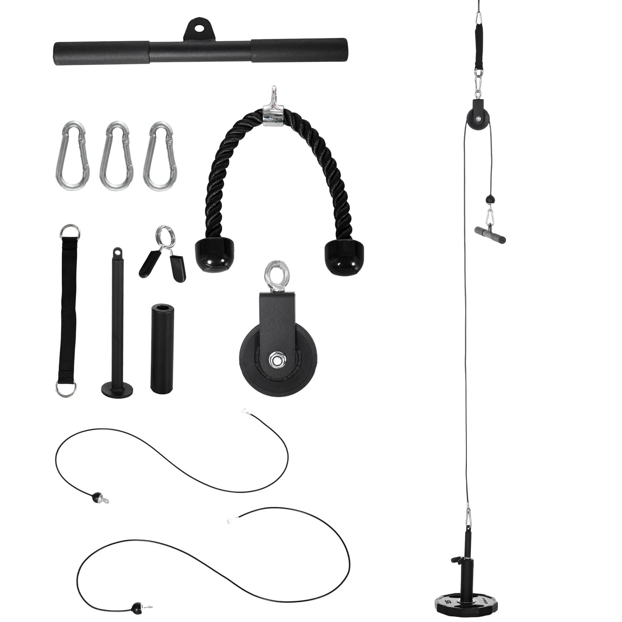 SPORTNOW Cable Machine Pulley System, Lat Pull Down System with DIY Loading Weight for Home Gym Biceps Tricep Arm Shoulder Back Training | Aosom UK