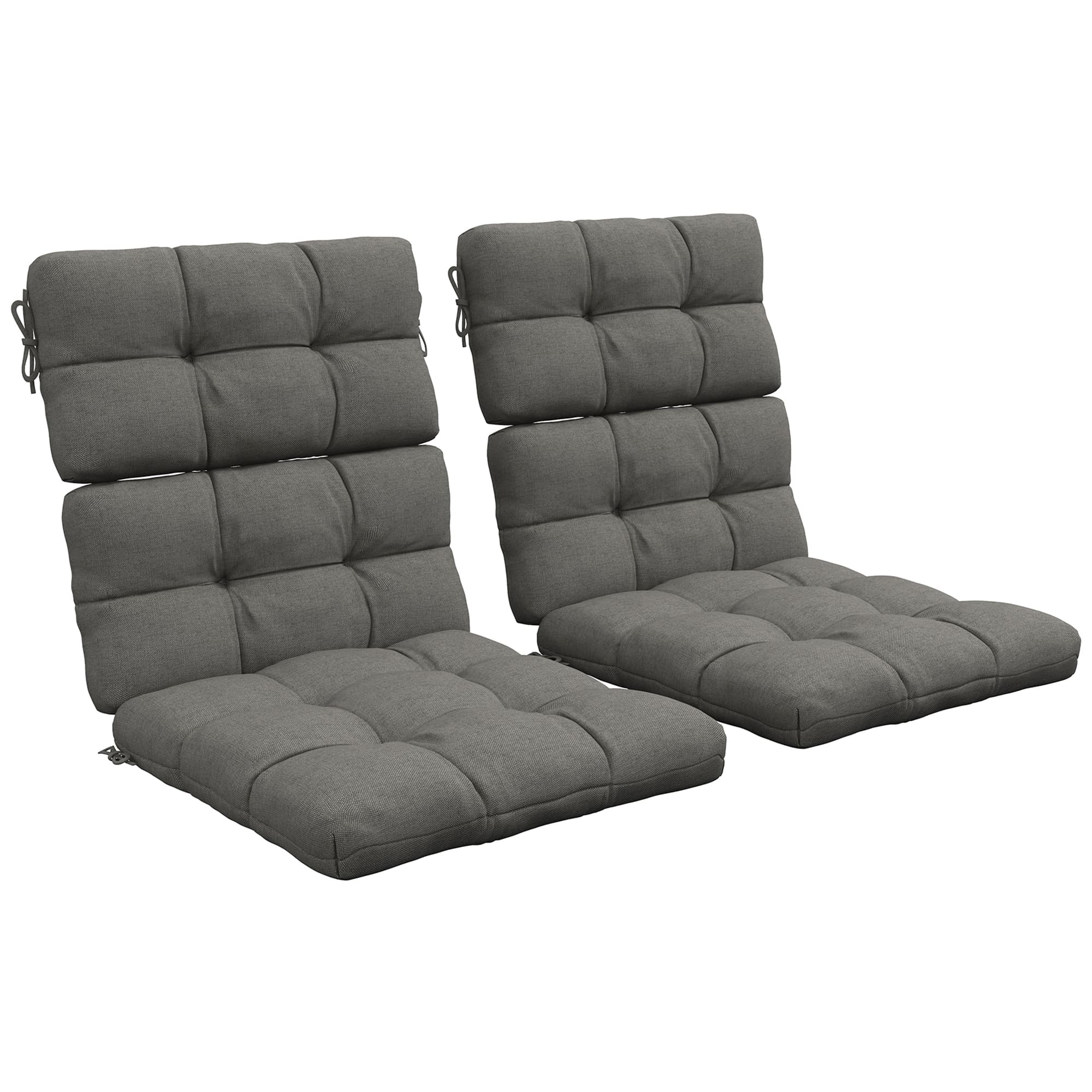 Outsunny Chair Cushion Set: Backrest & Seat Pads with Ties, Charcoal Grey | Aosom UK