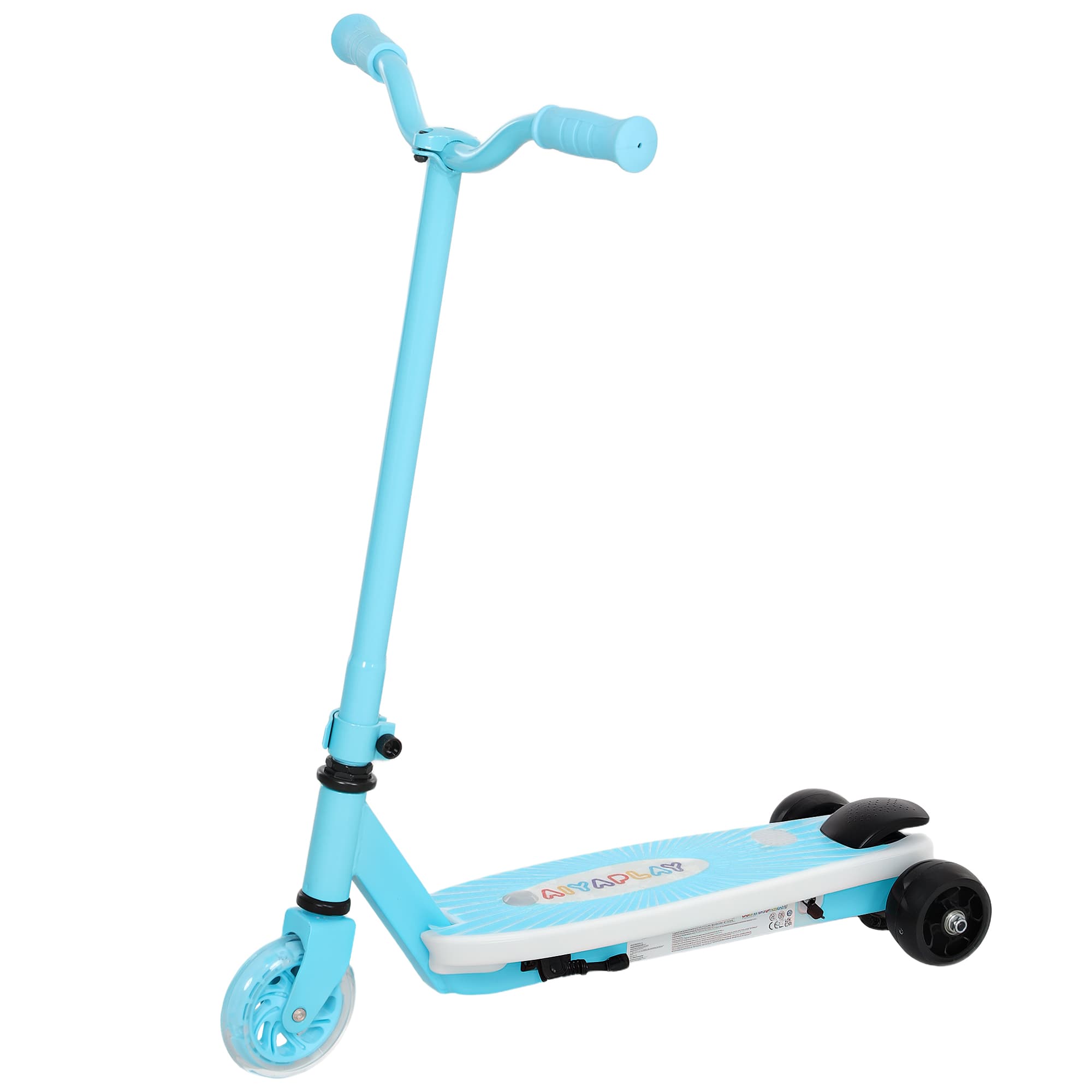 AIYAPLAY Electric Scooter for Kids Ages 4-7, with Auxiliary Rear Wheels&LED Light&Brake, Kids Electric Scooter for Boys Girls, 6 KM/H & 8 KM, Blue