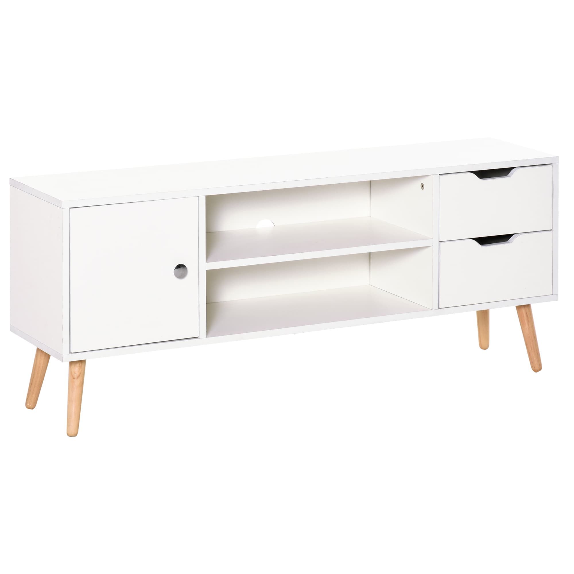 HOMCOM TV Trendsetter: Contemporary Media Unit for 42'' Screens, Cable Management, White | Aosom UK