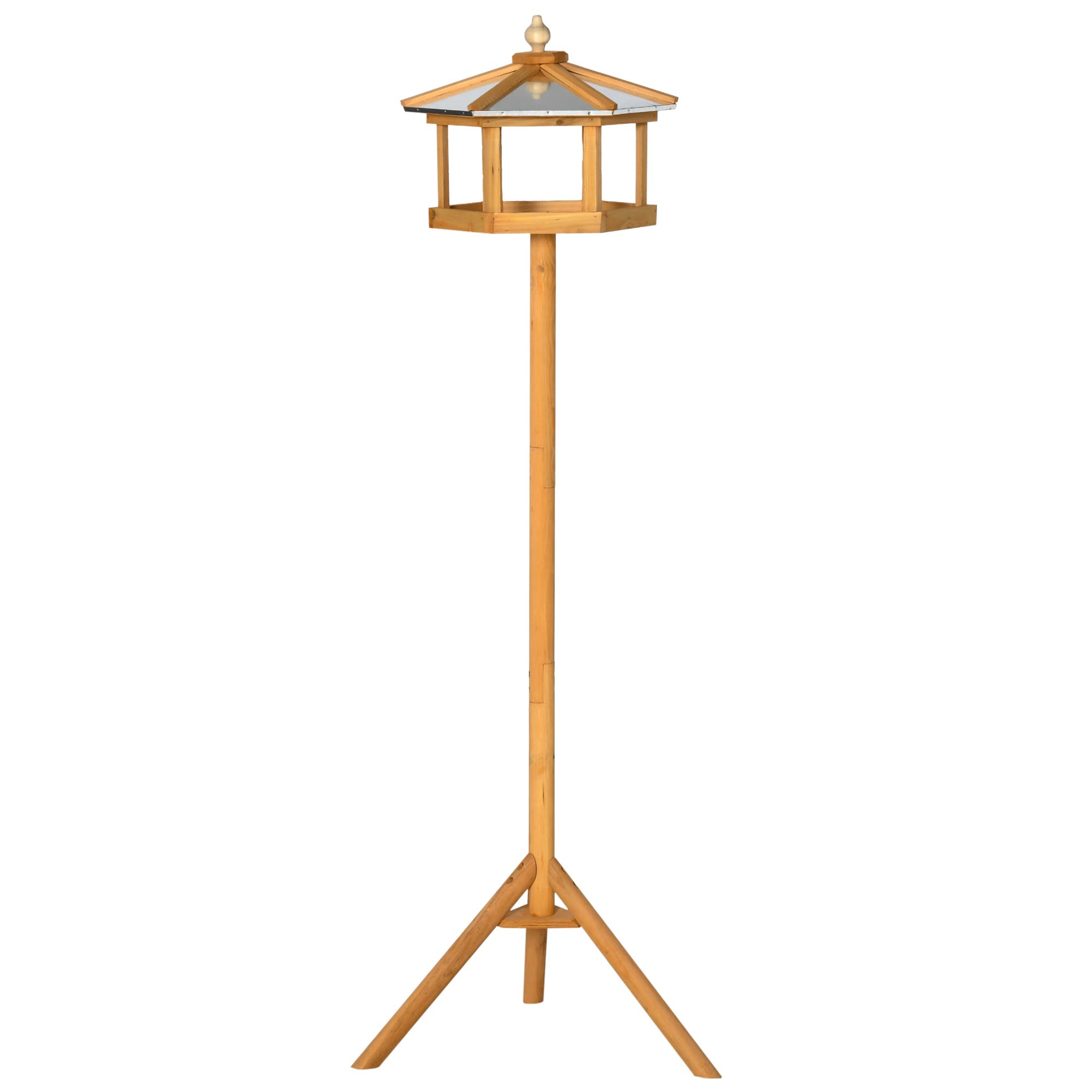 PawHut Portable Wooden Bird Feeder Station with Stand for Outdoor Use, Ideal for Garden, Patio, or Balcony | Aosom UK