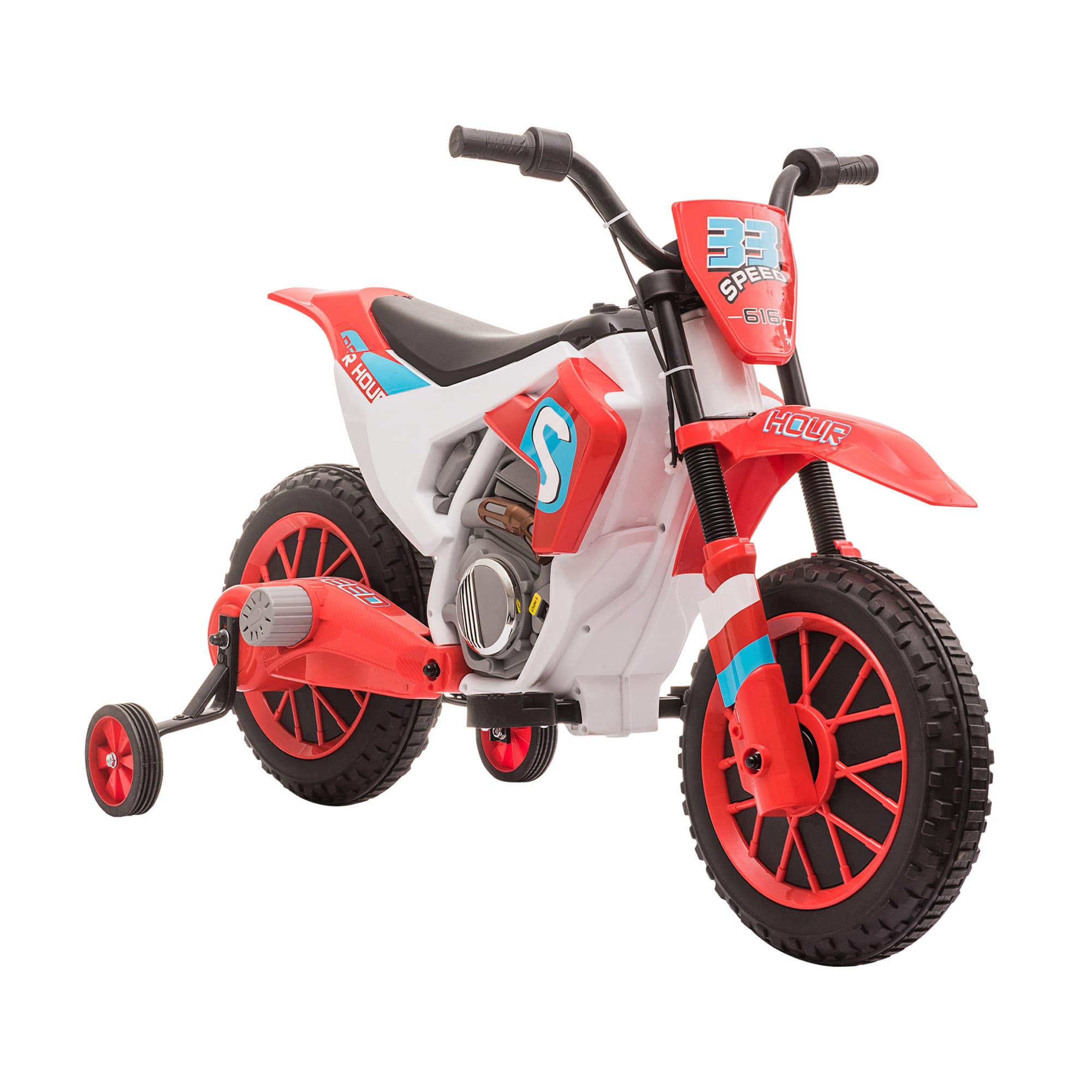 HOMCOM Kids' Electric Motorbike: 12V Ride-On with Training Wheels, Youthful Thrill for Ages 3-6, Red | Aosom UK