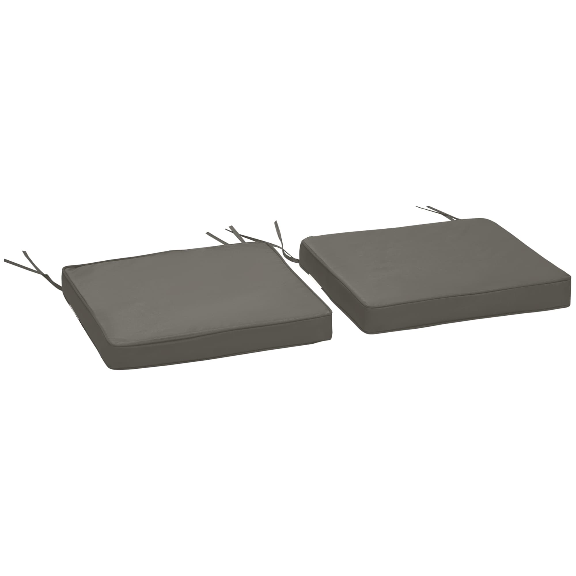 Outsunny Garden Chair Pads: Set of 2 Replacement Cushions with Ties, 45 x 45cm, Charcoal Grey | Aosom UK