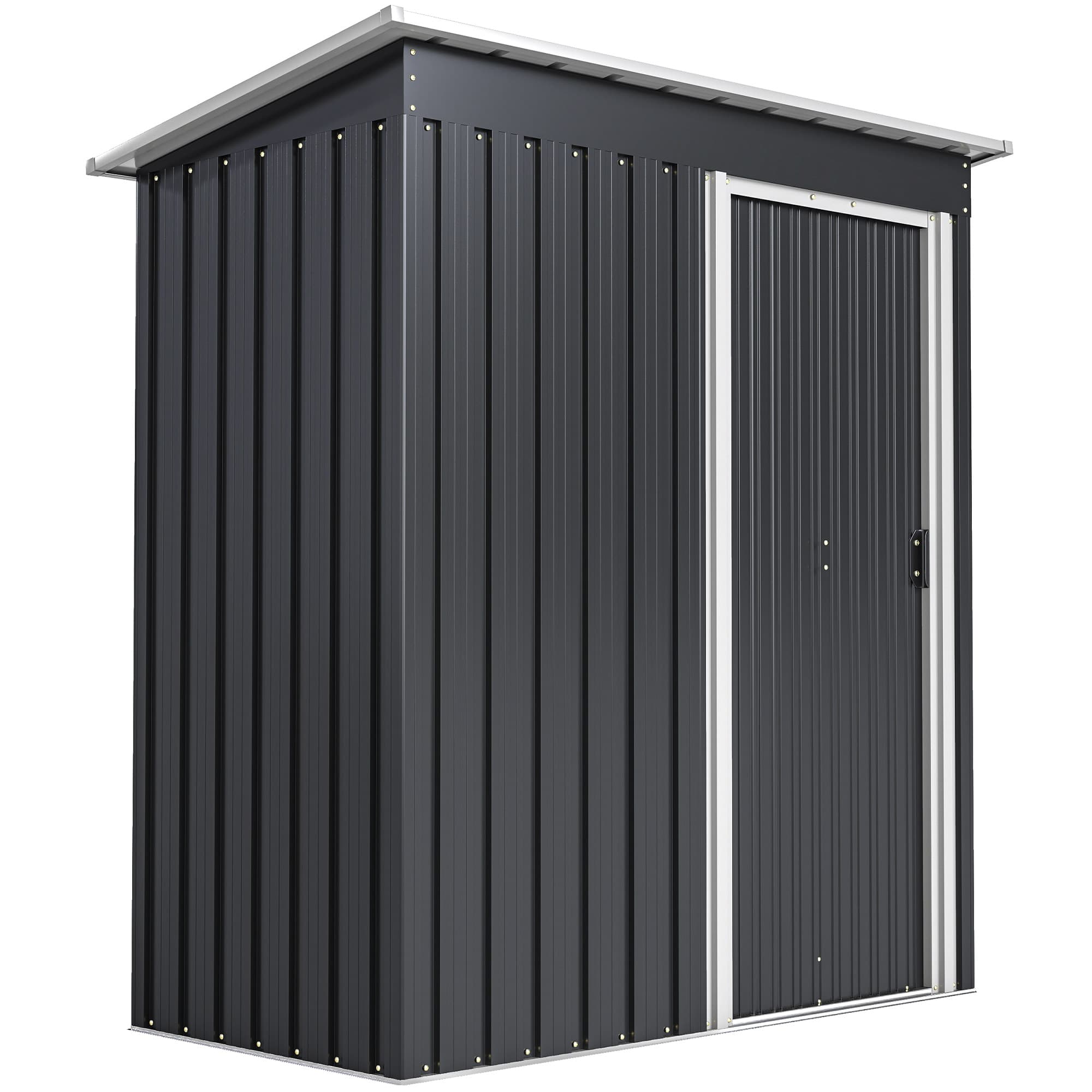 Outsunny 2 x 3ft Garden Storage Shed with Sliding Door and Sloped Roof Outdoor Equipment Tool Backyard, Black