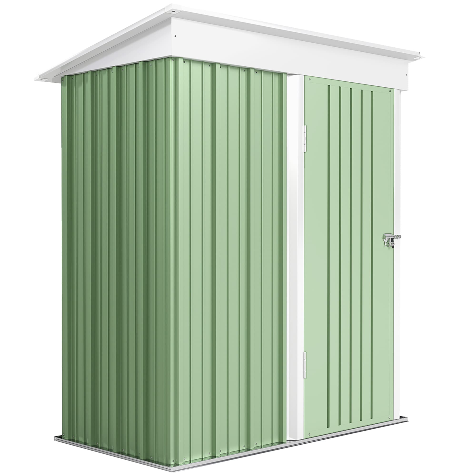 Outsunny 6x5ft Metal Garden Shed, Lockable Bike Storage with Adjustable Shelf & Roof Cover, Includes Gloves, Green | Aosom UK