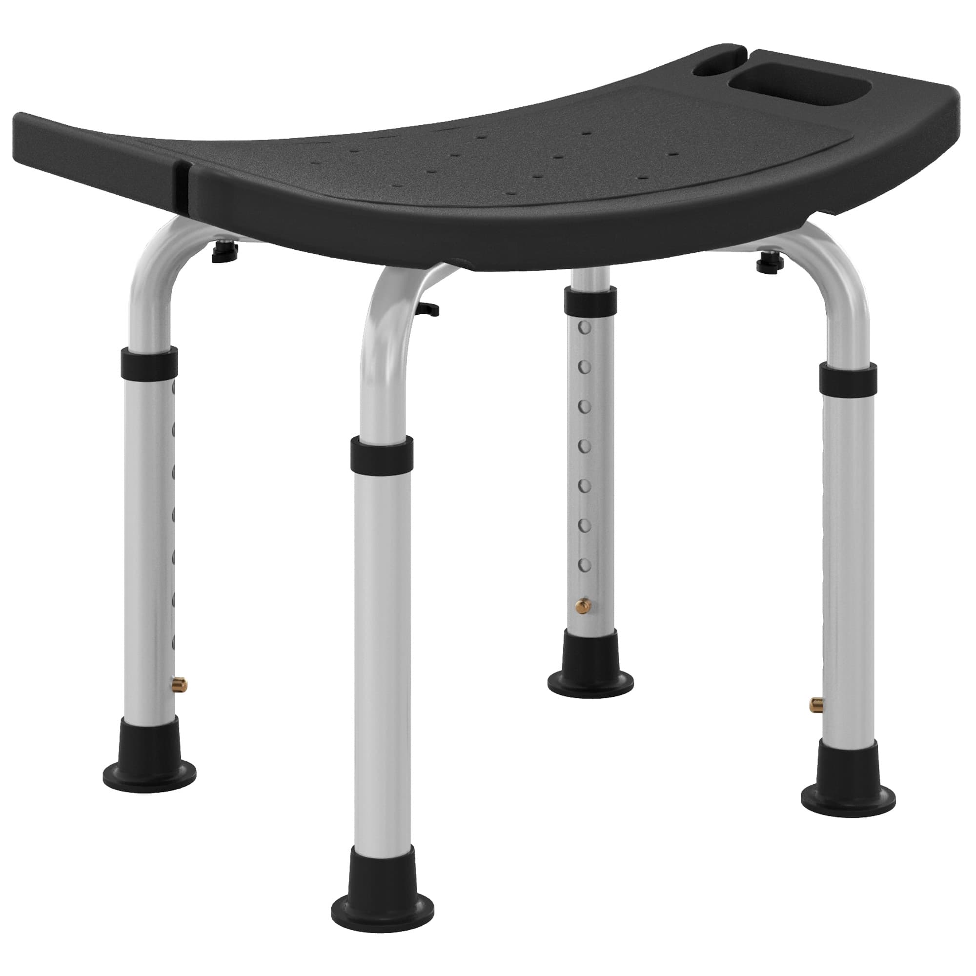 HOMCOM Height Adjustable Bath Stool, Aluminium Shower Chair with Non-Slip Pads, 4 Suction Foot, Black | Aosom UK