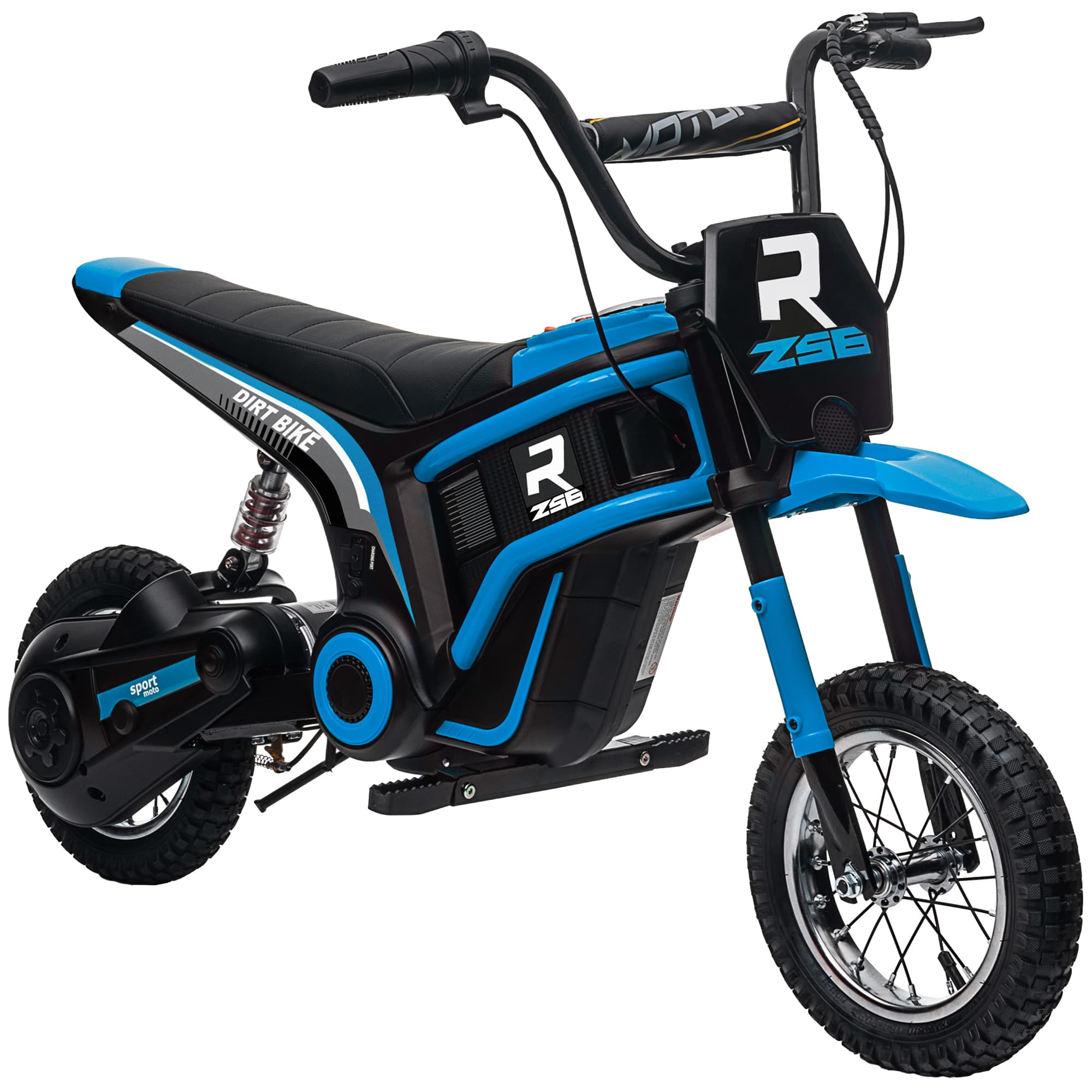 HOMCOM 24V Electric Motorbike 18km/h with Twist Grip Throttle Ride on Motorbike Enhanced Power and Extended Range for 8-12 Kids - Blue | Aosom UK