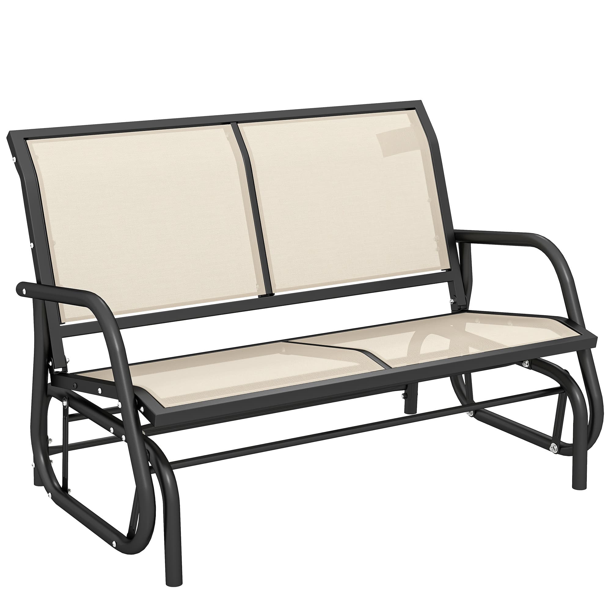 Outsunny Gliding Patio Loveseat: Double Swing Bench for Alfresco Seating, Powder-Coated Steel Frame, Beige | Aosom UK