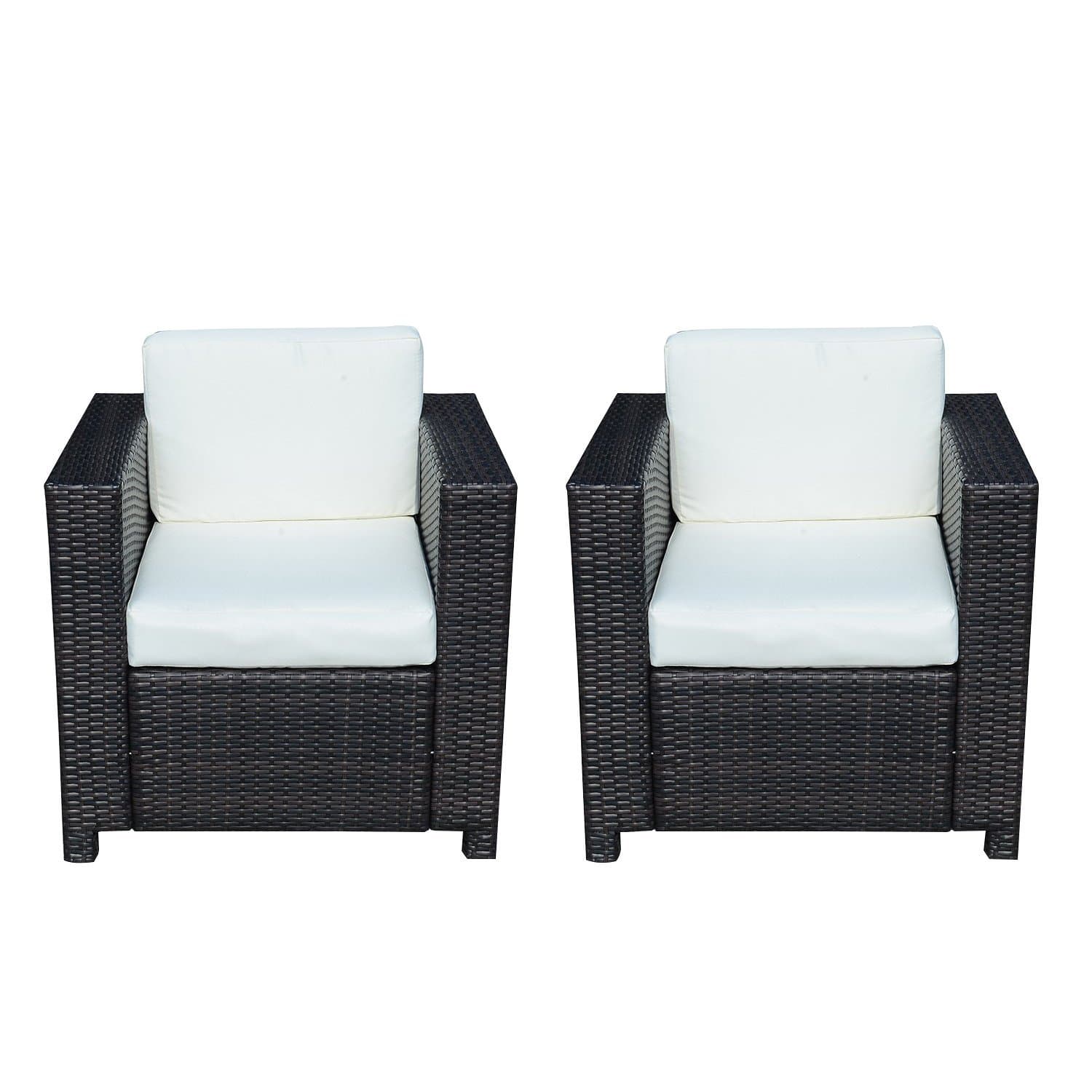 Outsunny 2 Pcs Rattan Single Armchairs-Black