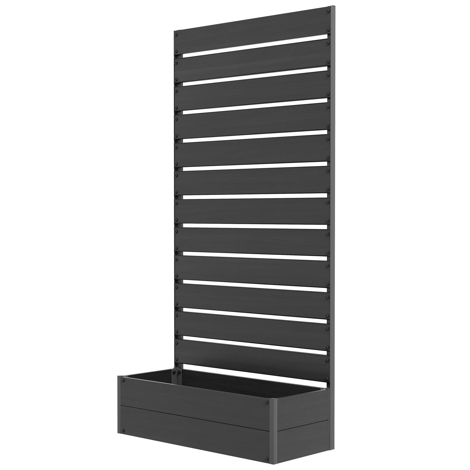 Outsunny Raised Bed for Garden, Planter with Trellis for Climbing Plants, Vines, Planter Box with Drainage Gap, Black | Aosom UK