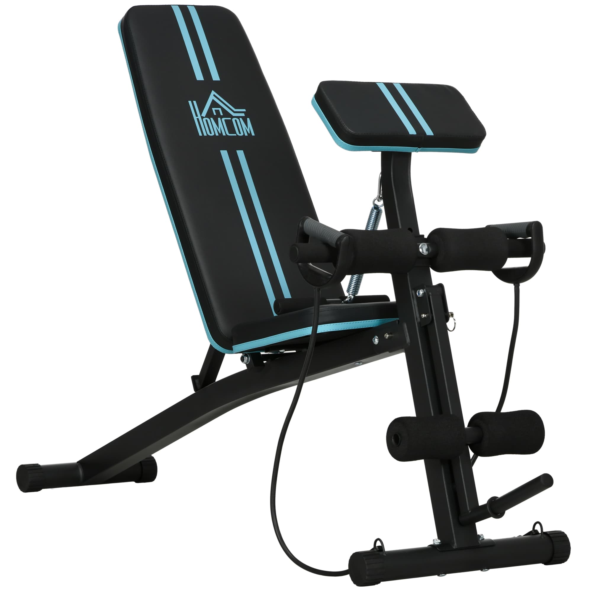 HOMCOM Foldable Weight Bench, Adjustable Strength Training Sit Up Ab Bench Incline/Decline, Blue | Aosom UK