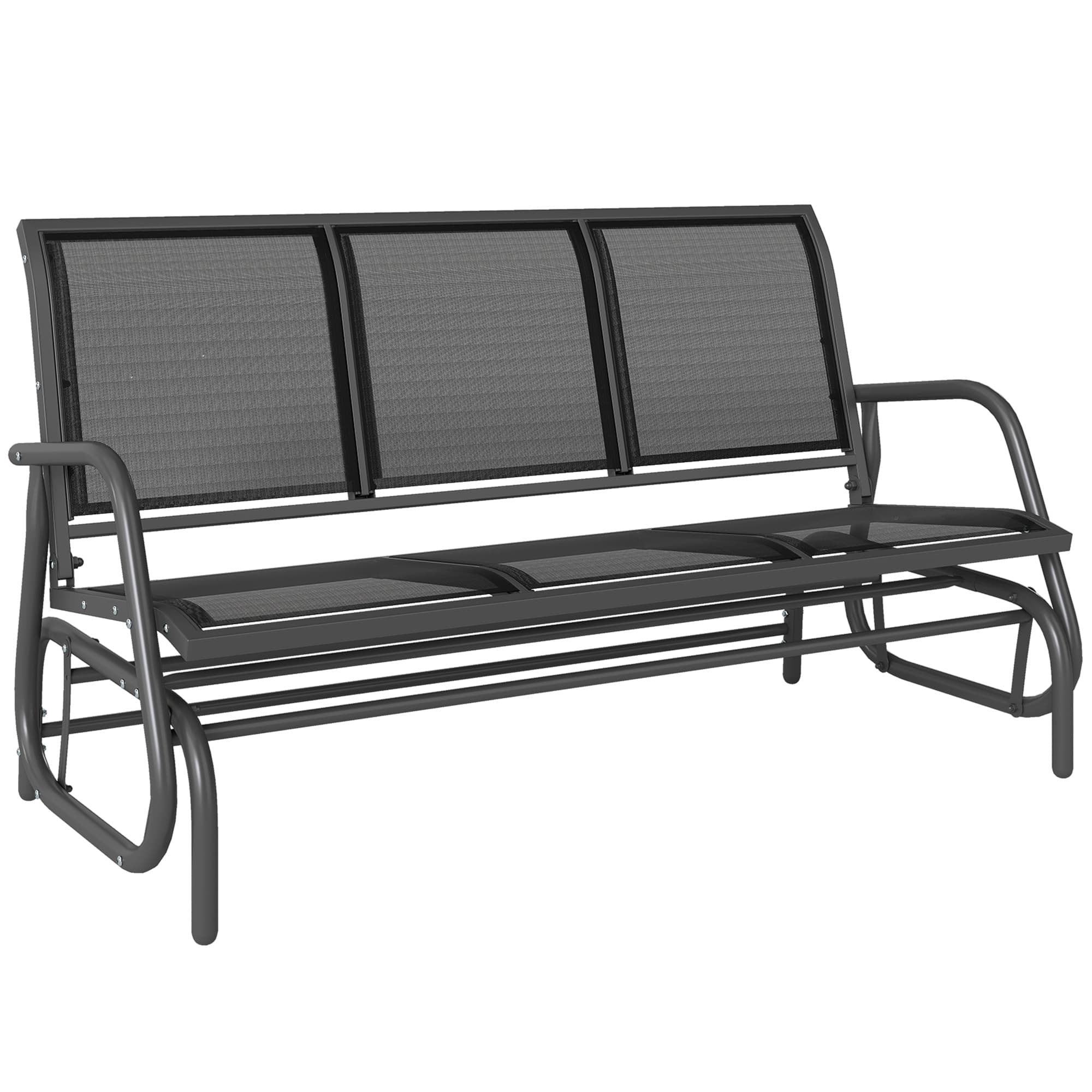 Outsunny 3-Seat Glider Rocking Chair for 3 People Garden Bench Patio Furniture Metal Frame