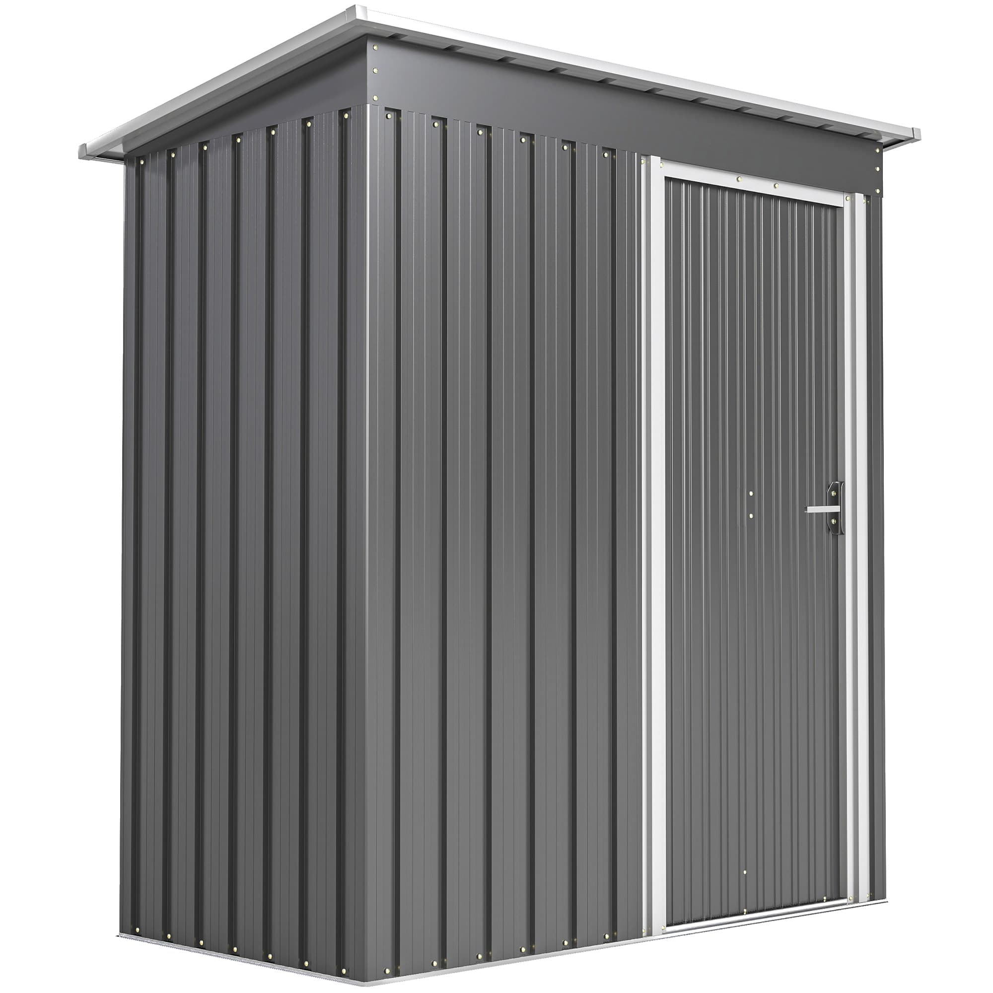 Outsunny 5x3 Storage Shed Metal Frame Garden Storage Shed with Sliding Door & Sloped Roof Outdoor Metal Garden Storage Shed | Aosom UK