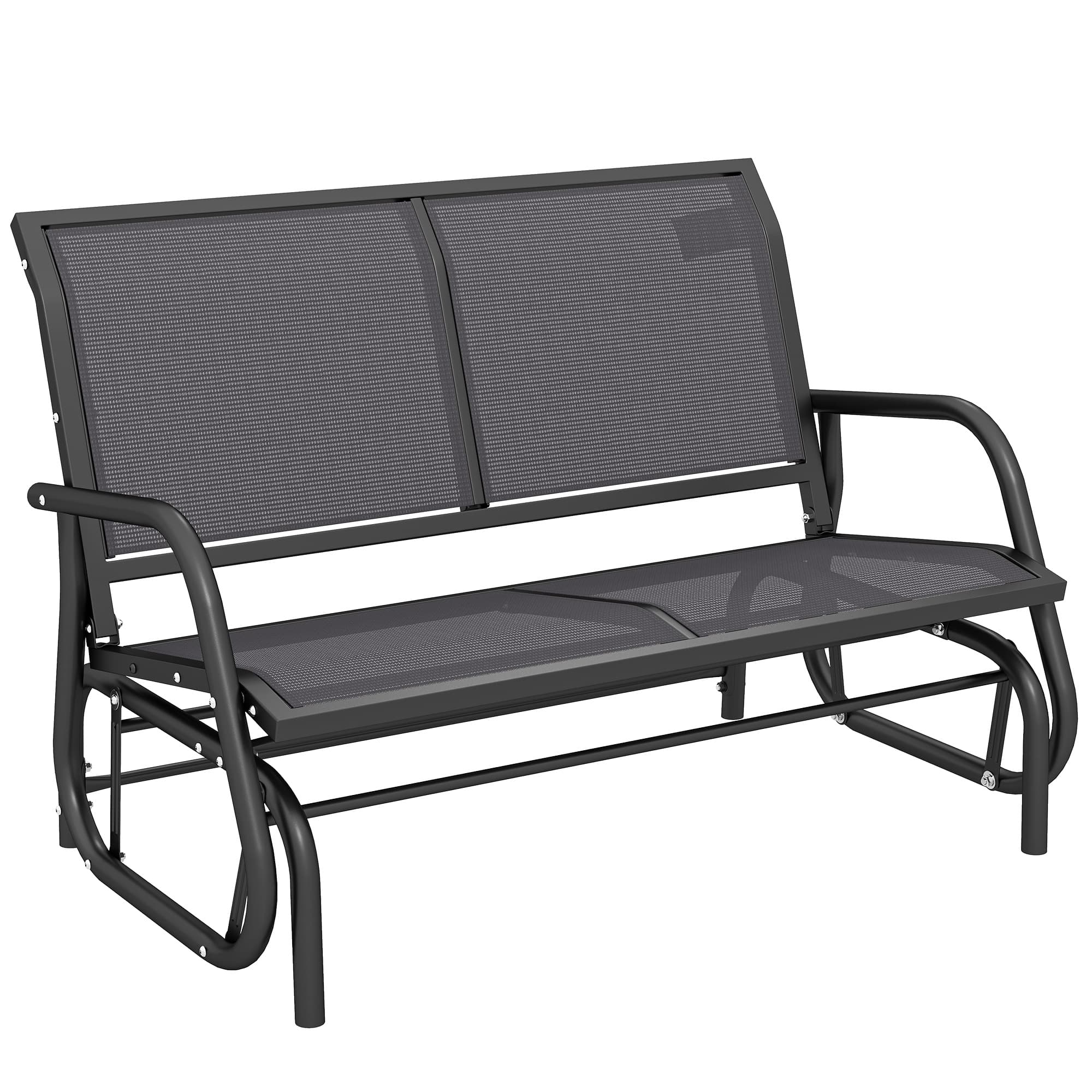 Outsunny 2-Person Outdoor Glider Bench Patio Double Swing Chair Loveseat w/Power Coated Steel Frame for Backyard Garden Porch, Grey | Aosom UK