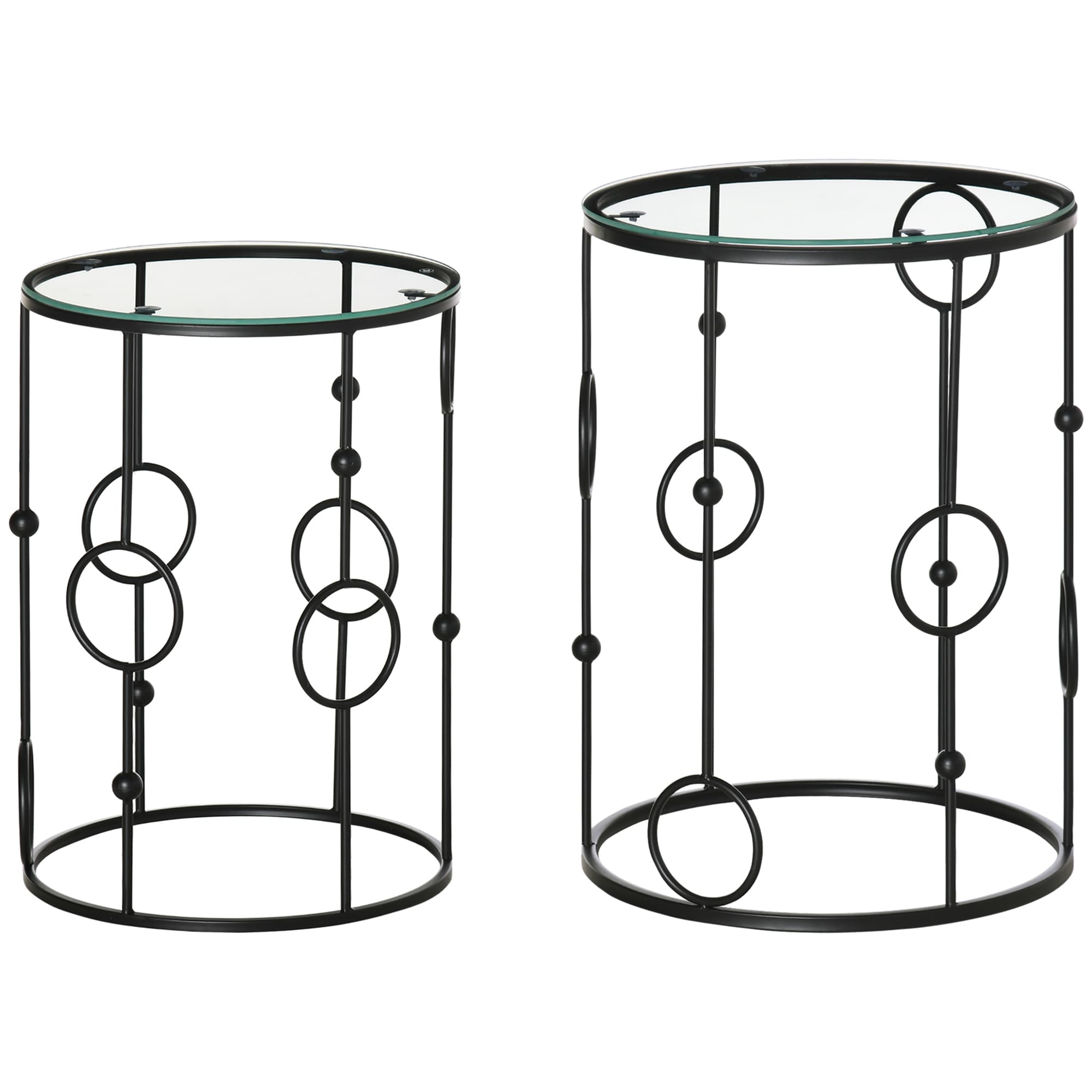 HOMCOM Nesting Round Coffee Table Set of 2 - Black