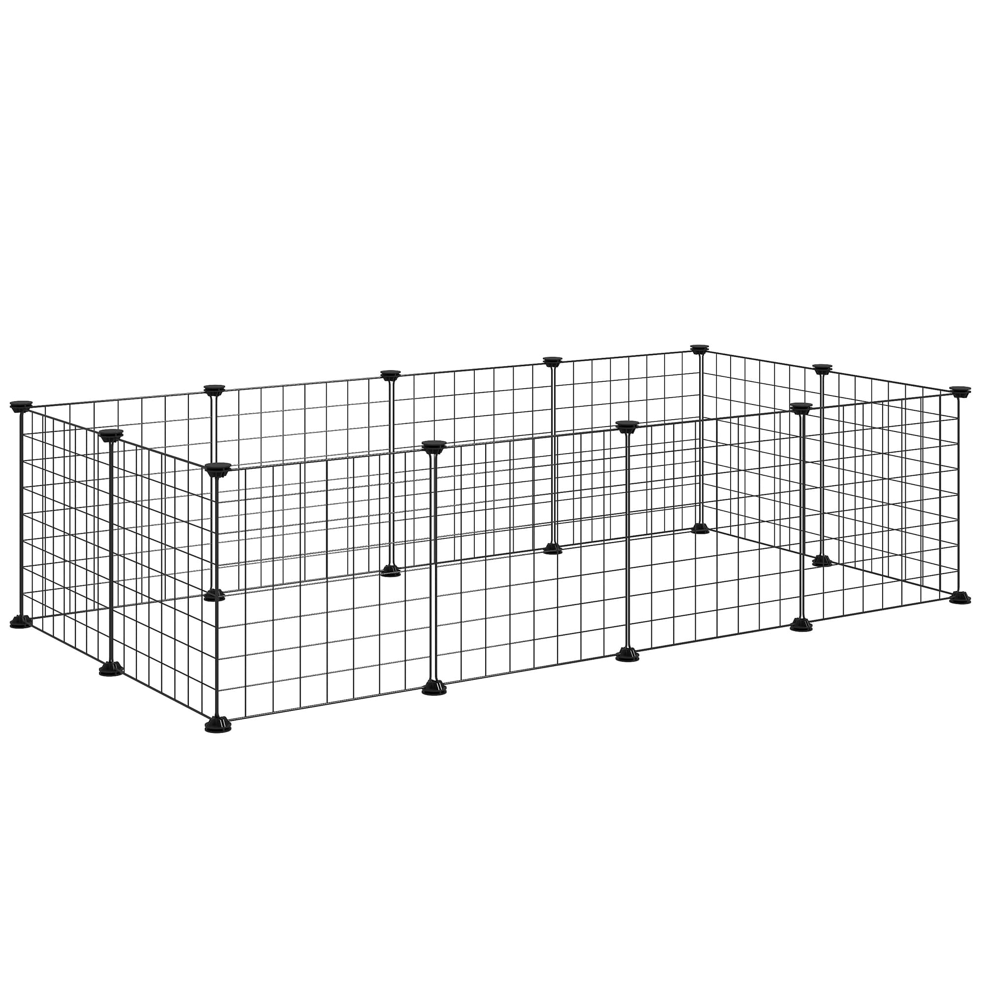 PawHut Modular Pet Enclosure: Secure & Spacious Metal Playpen for Furry Friends, Black, 106Lx73Wx36H cm | Aosom UK