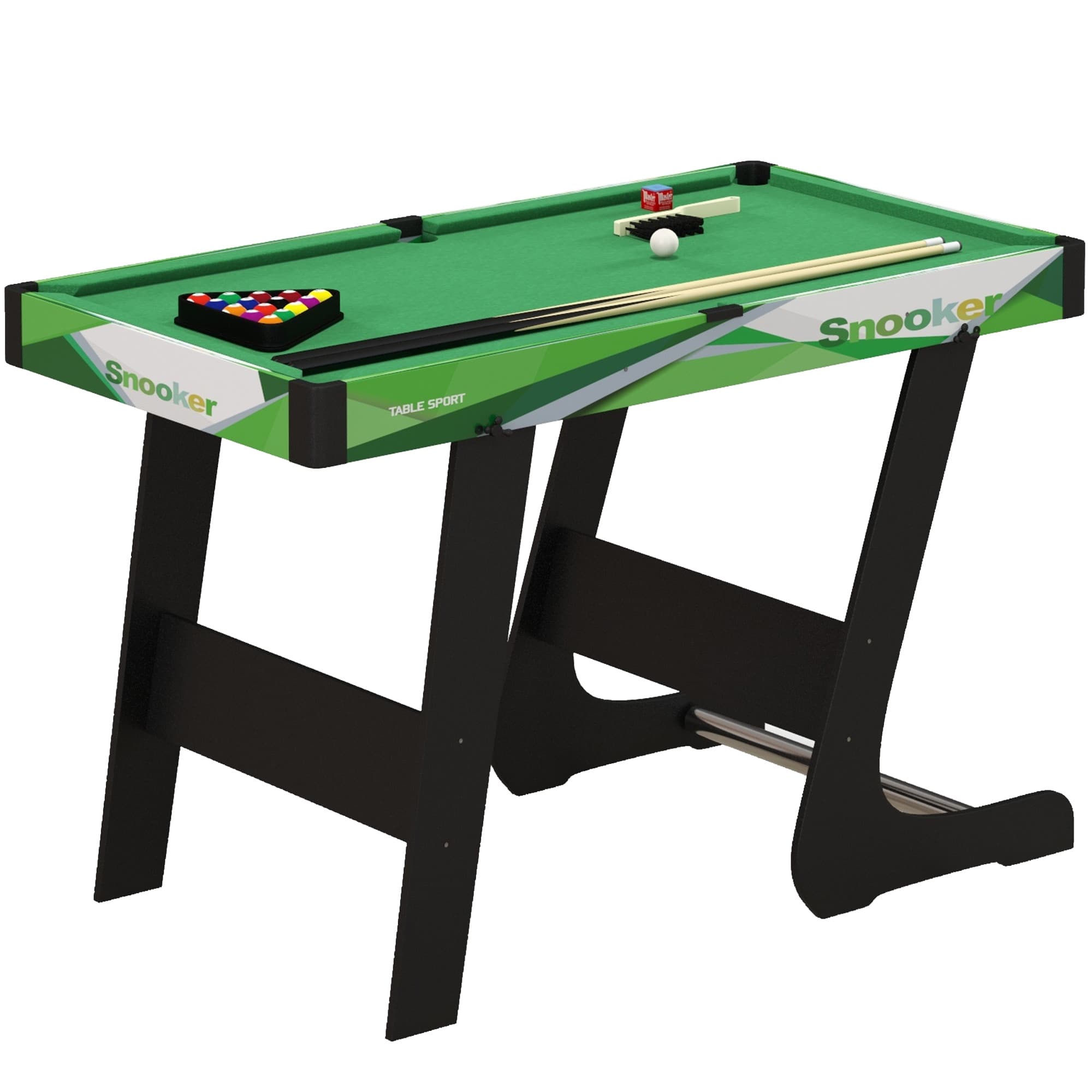 SPORTNOW 104cm Folding Mini Pool Table Set with 2 Cues, 16 Balls, Chalk, Triangle, Brush, Green | Aosom UK