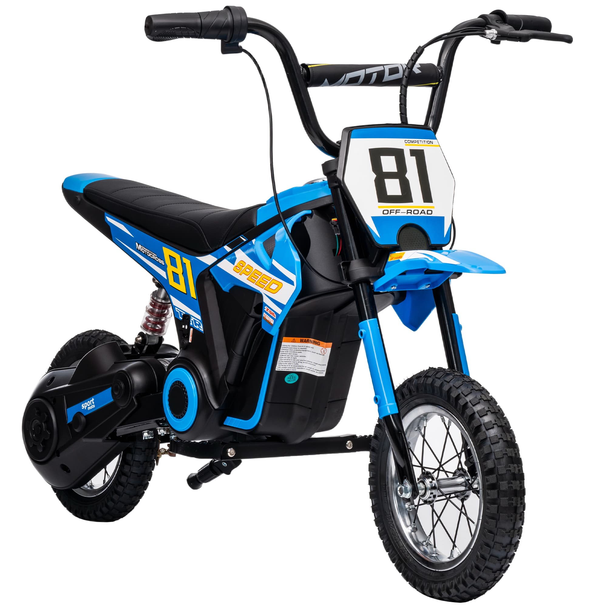 AIYAPLAY Kids Electric Motorbike 3 Gearboxes Speed Ride on Motorcycle with 40min Ranges , Easy to Control for 8-12 Kids, Blue | Aosom UK