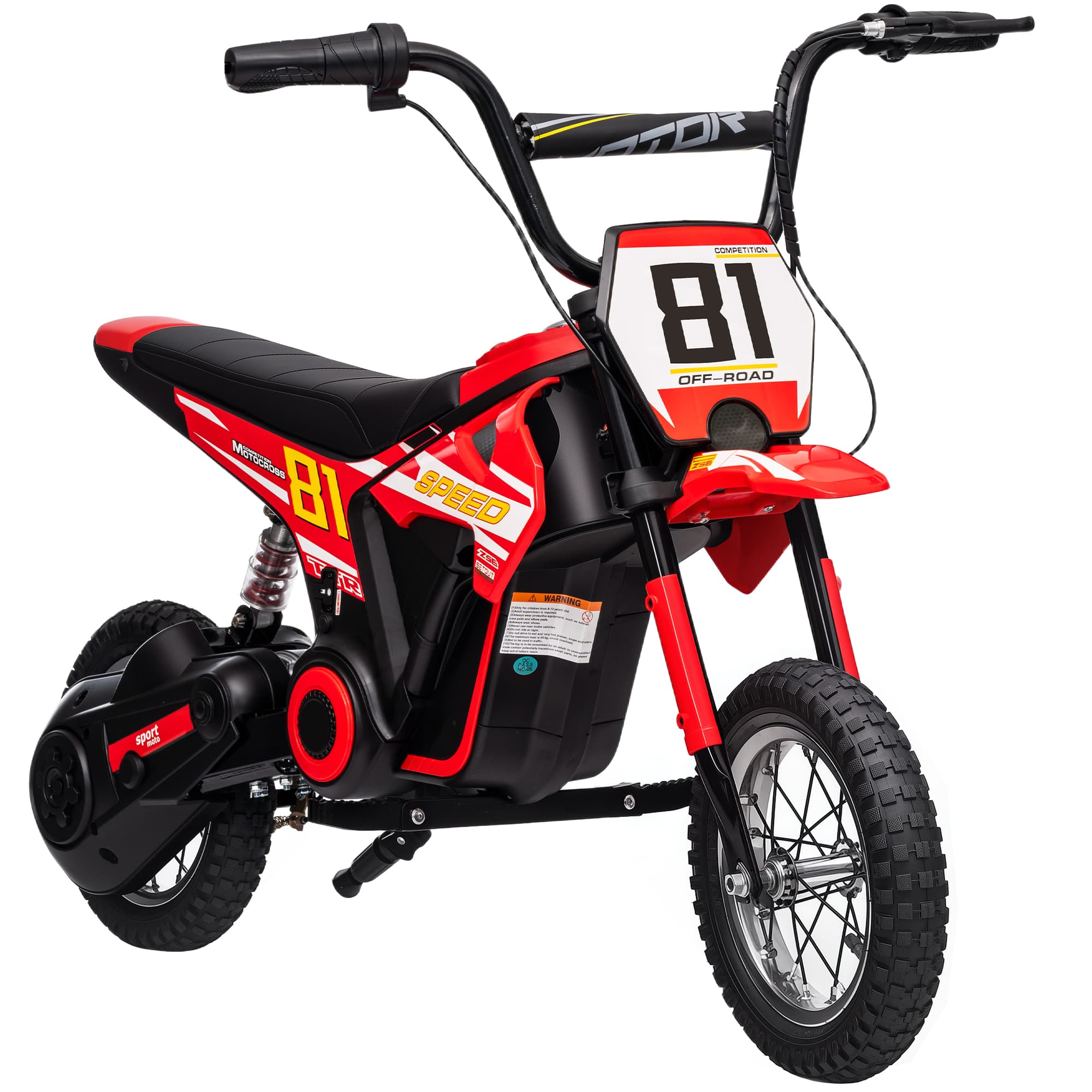 AIYAPLAY Kids Electric Motorbike 3 Gearboxes Speed Ride on Motorcycle with 40min Ranges , Easy to Control for 8-12 Kids, Red | Aosom UK