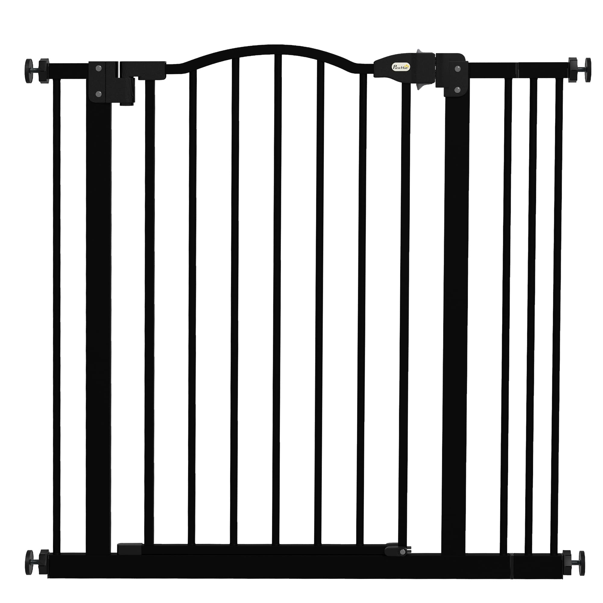 PawHut Dog Gate Baby Gates for Dogs Pet Gate with Metal Adjustable Frame & Double Locking System, 74-87Wcm, Black | Aosom UK