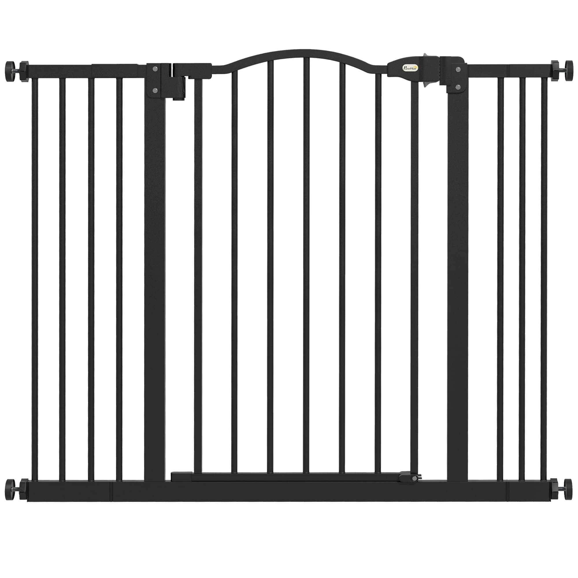 PawHut Metal 74-100cm Adjustable Pet Gate Safety Barrier w/ Auto-Close Door Black | Aosom UK