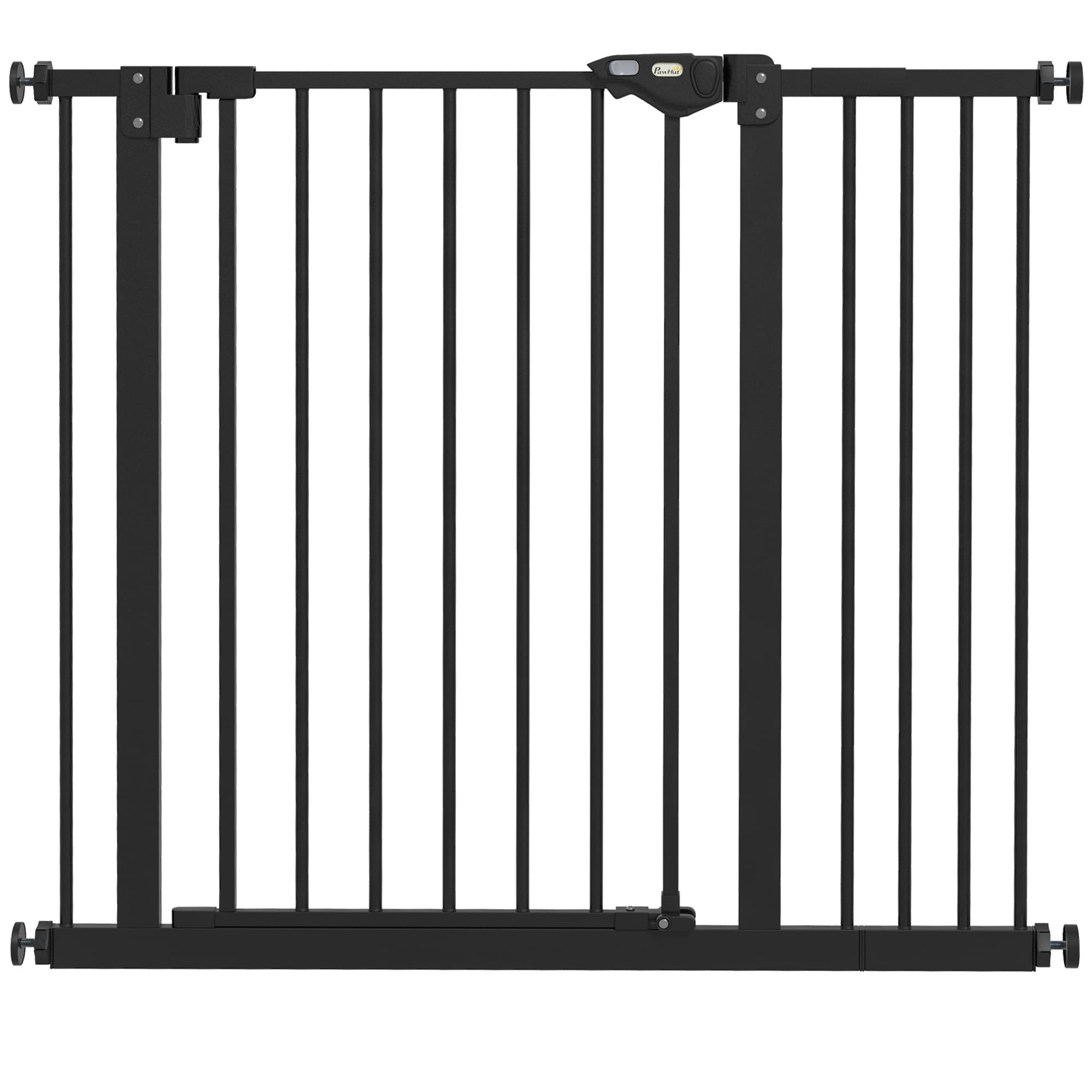 PawHut Dog Gate for Stairs Dog Gate Pet Gate with Openable Metal Frame, Slide and Lift the Handle to Pass, 74-94Wcm, Black | Aosom UK