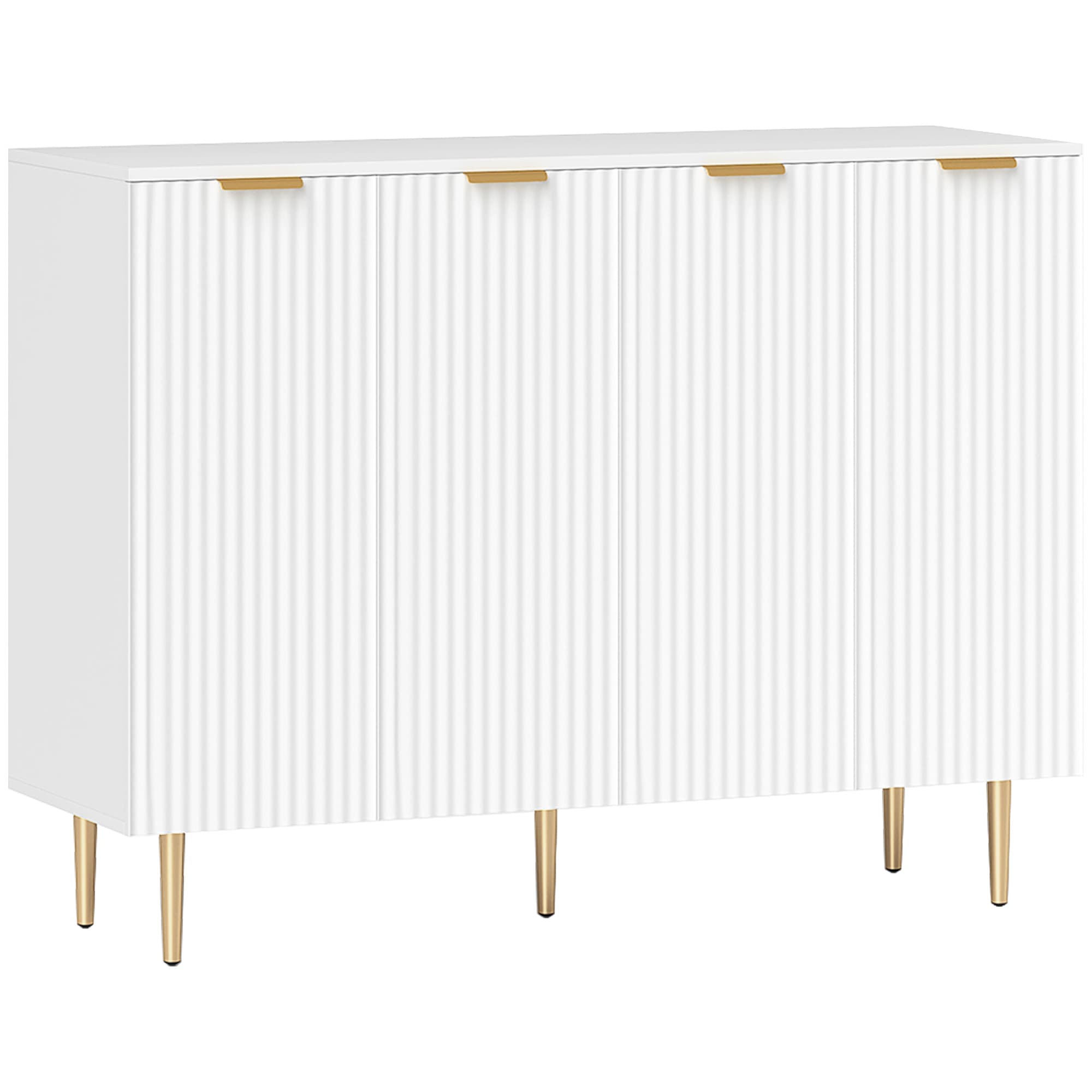 HOMCOM Sideboard Buffet Cabinet, Modern Kitchen Storage Cabinet with Adjustable Shelves, Kitchen Sideboard for Living Room Hallway, White