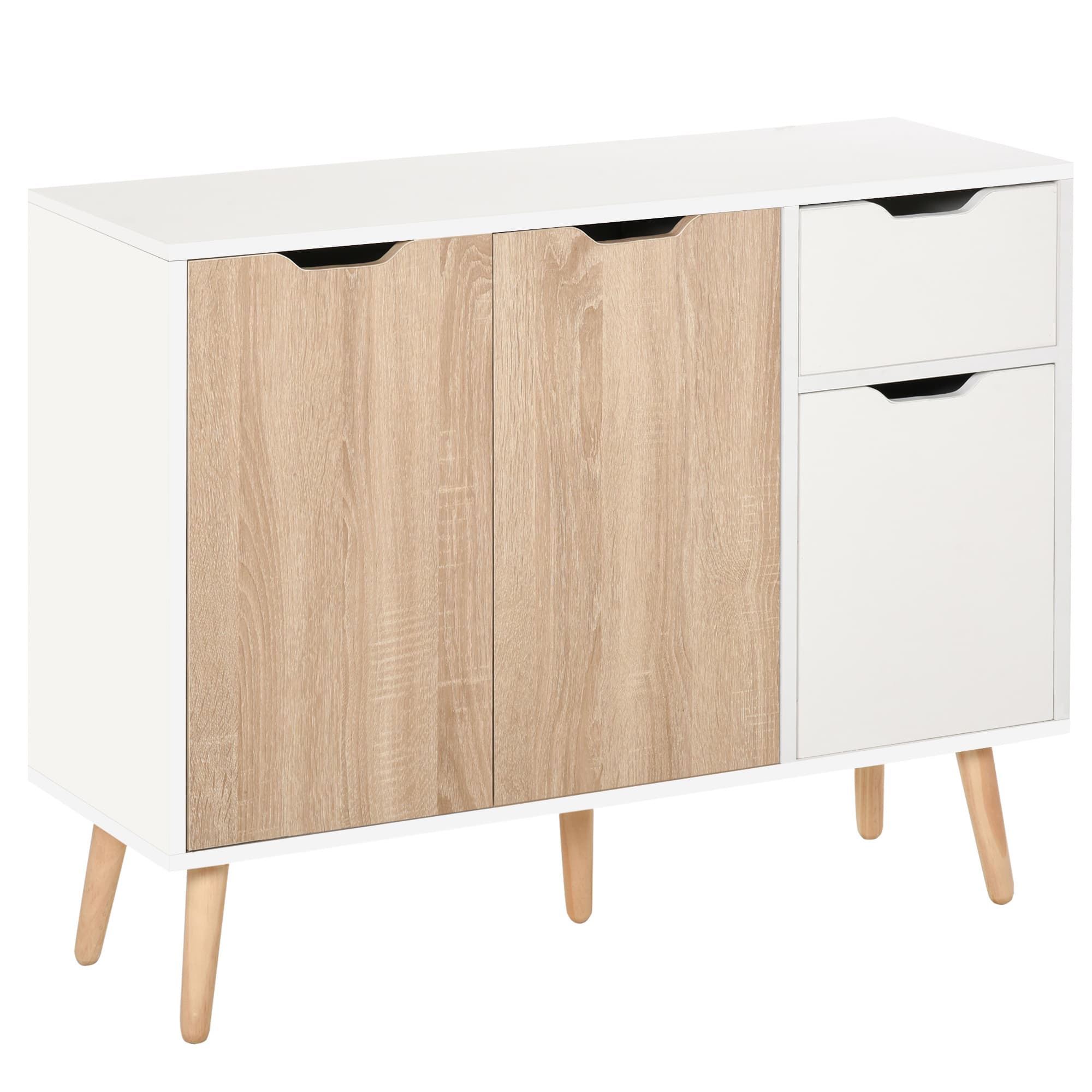 HOMCOM Sideboard Floor Standing Storage Cabinet with Drawer for Bedroom, Living Room, Home Office, Natural | Aosom UK