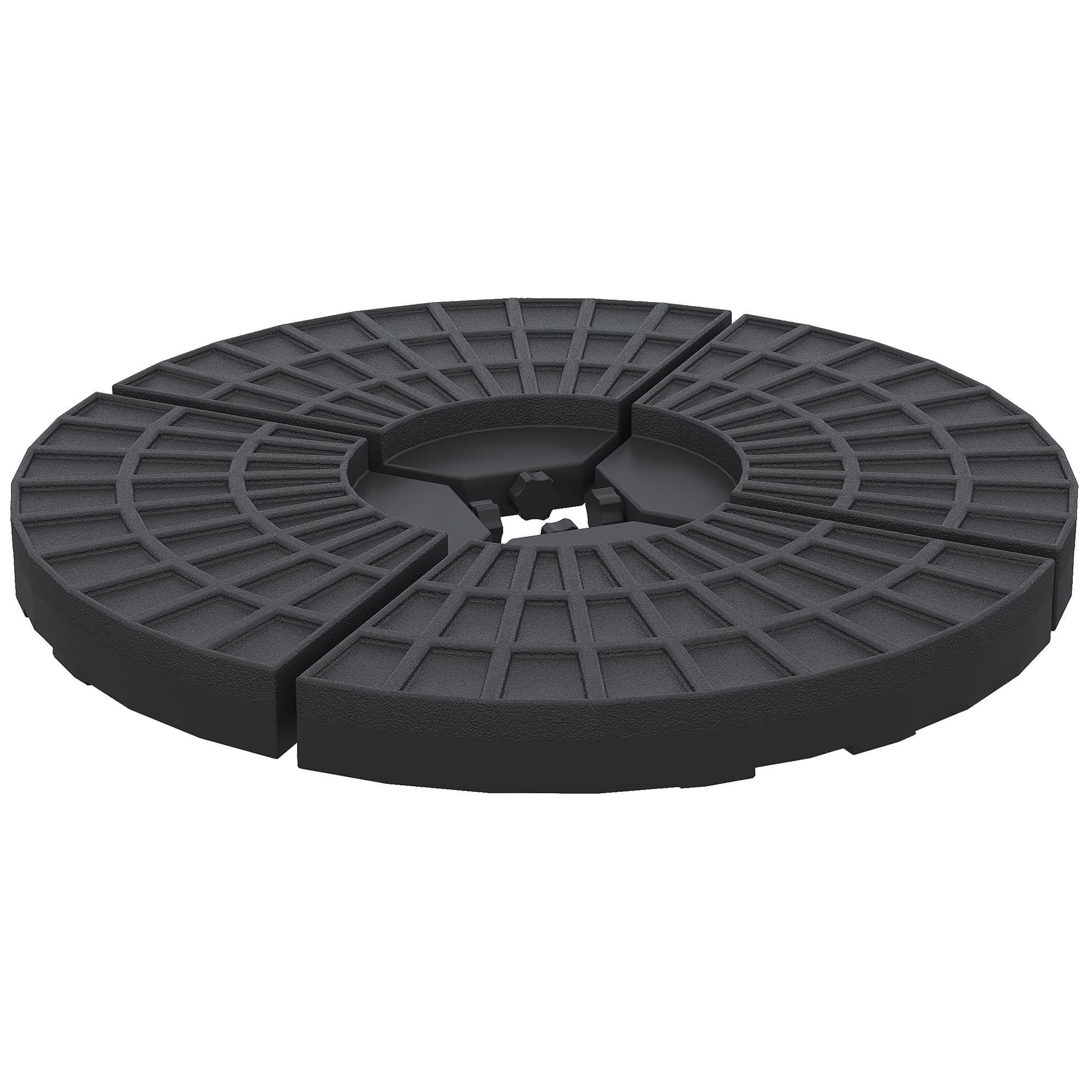 Outsunny 4 PCs Portable Round Parasol Base Umbrella Cross Stand Weights Holder Sand or Water Filled Outdoor Garden Patio | Aosom UK