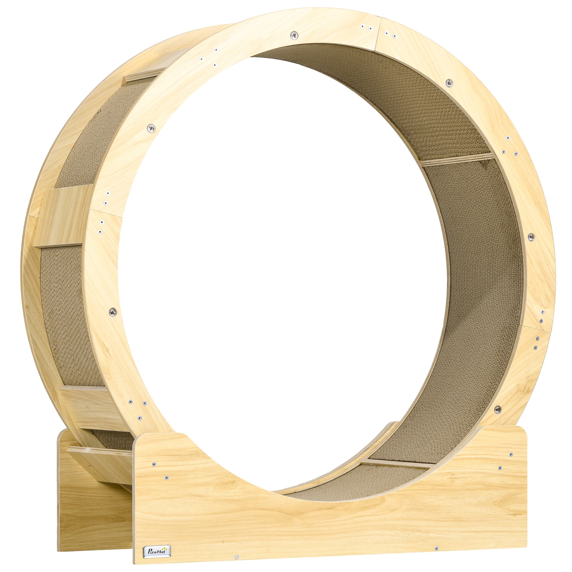 PawHut Cat Wheel with Brake, Scratching Pads, Oak | Aosom UK