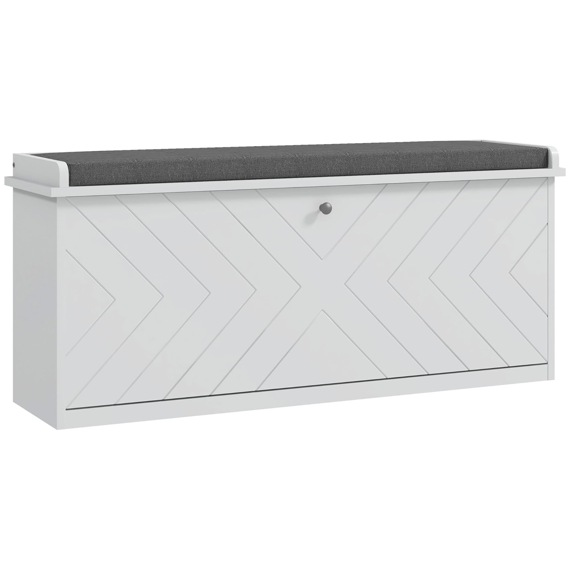HOMCOM Shoe Storage with Seat, Upholstered Hallway Bench, Shoe Bench with Flip Drawer, Adjustable Shelf for 10 Pairs of Shoes | Aosom UK
