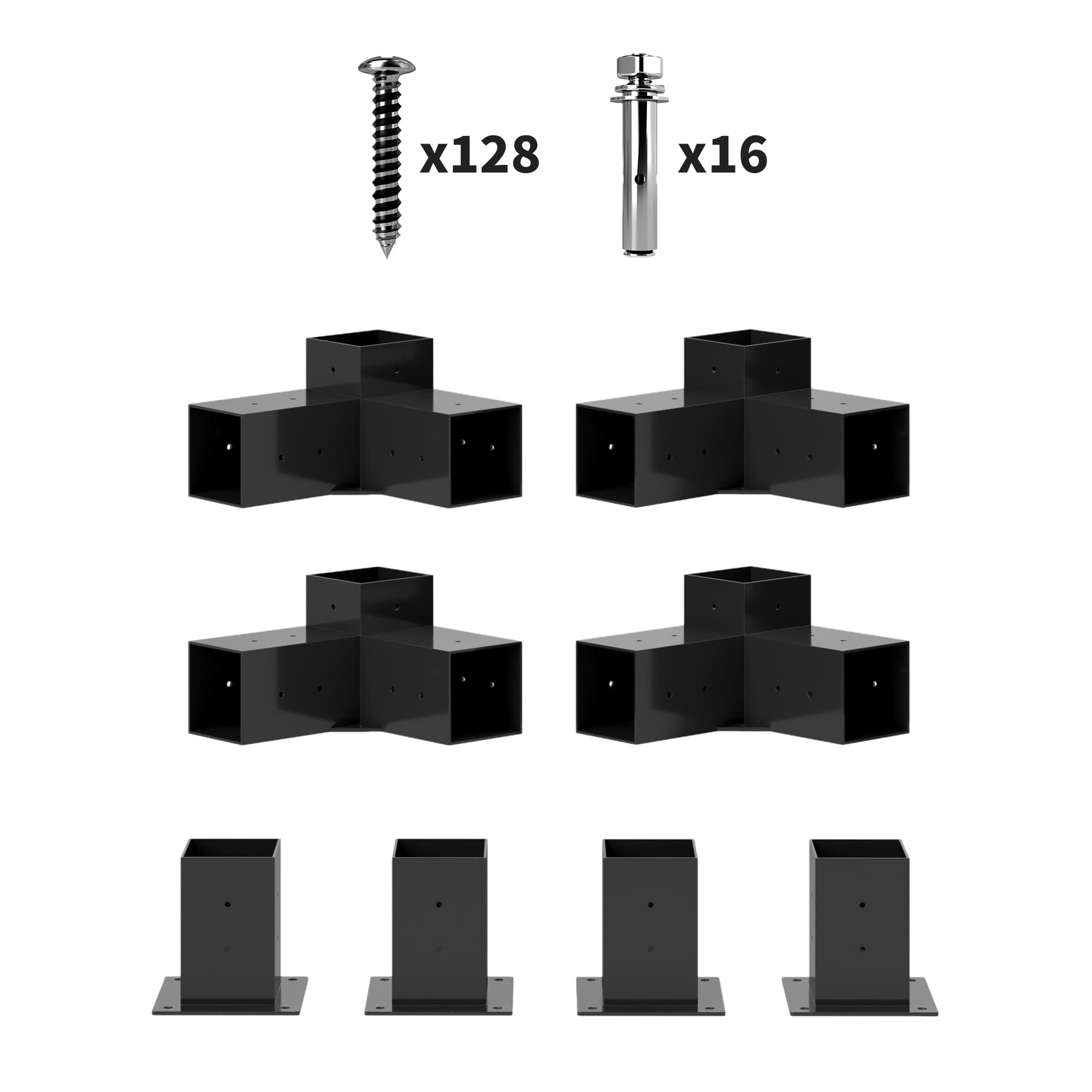 Outsunny Pergola Kit, DIY Pergola Brackets with 3-Way Pergola Corner Brackets and Post Base for 3.6" x 3.6" Lumber, 8 PCS Includes Screws