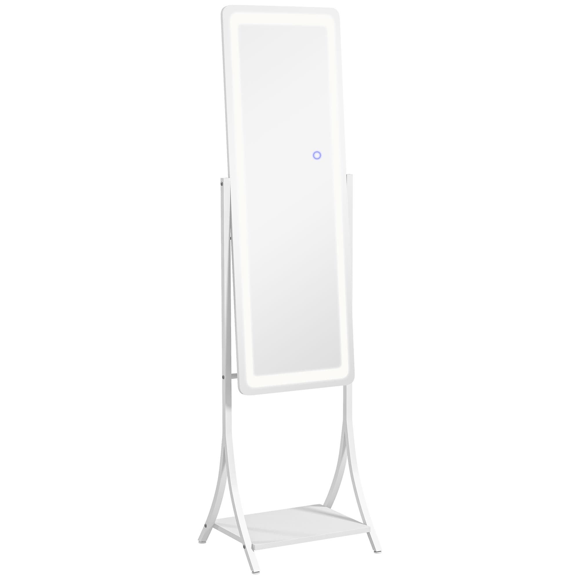 HOMCOM Full Length Dressing Mirror with LED Lights, Adjustable Colour Temperature, Storage Shelf, Ideal for Outfit Checks | Aosom UK