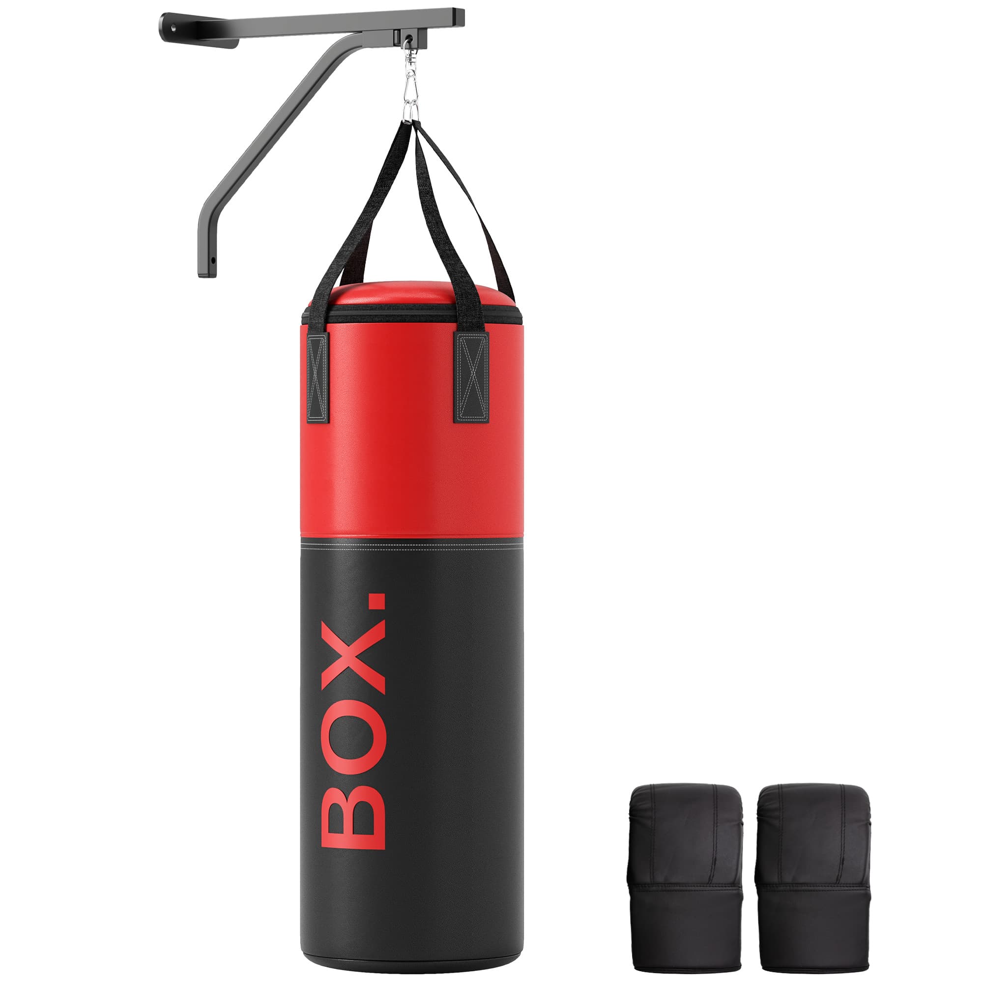 SPORTNOW Unfilled Punching Bag Set with Boxing Bag Bracket, Boxing Gloves, Hand Wraps and 360° Swivel Hook | Aosom UK