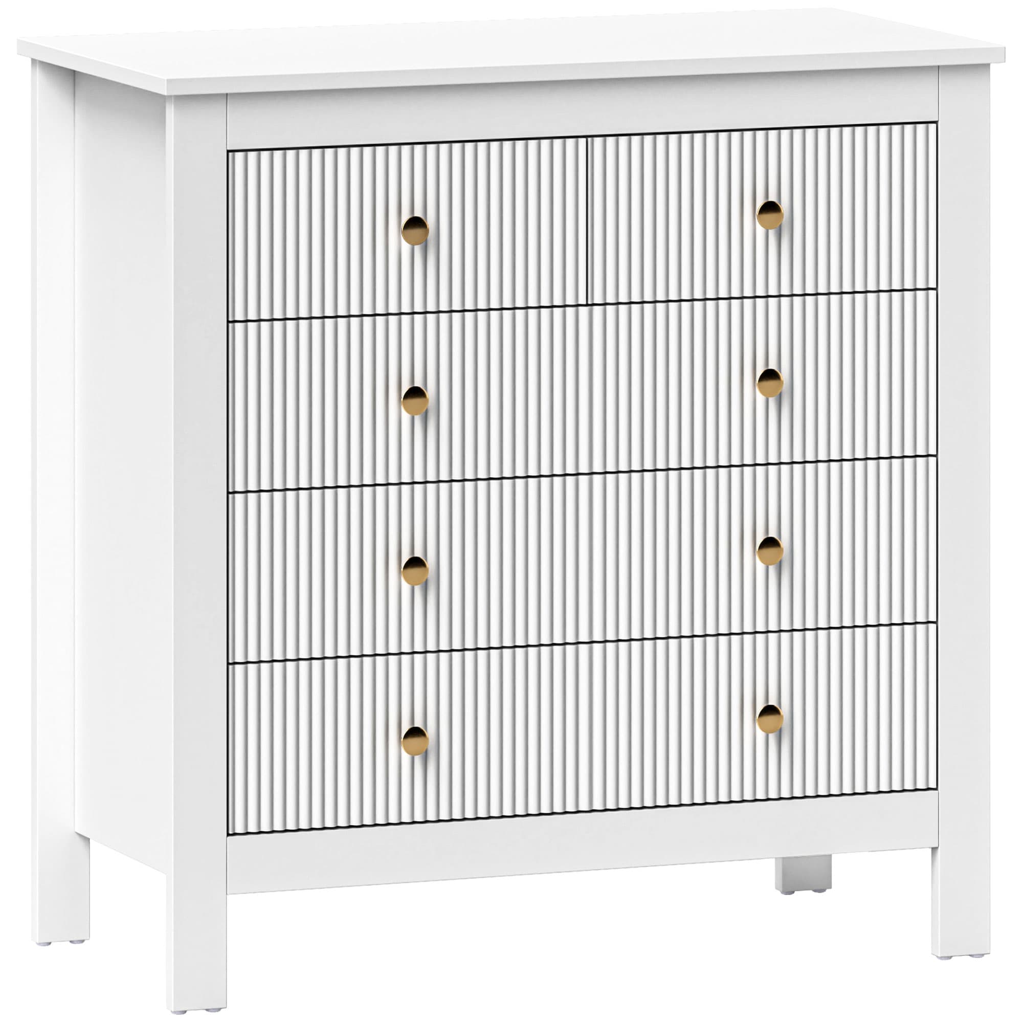 HOMCOM Chest of Five Drawers, Elegant Bedroom Storage Cabinet, White | Aosom UK