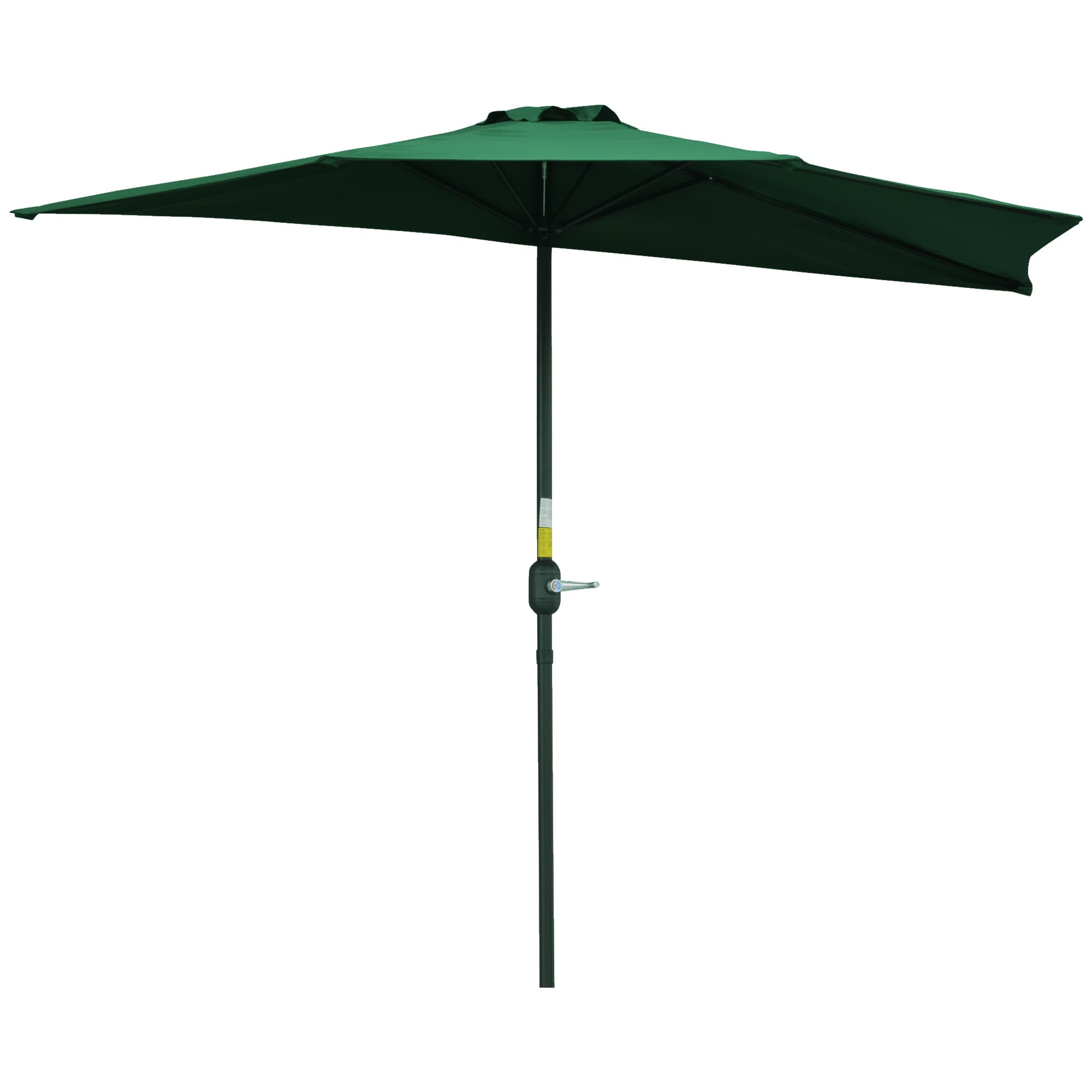 Outsunny Waterproof 3(m) Half Parasol Semi Round Umbrella Patio Metal Frame Crank Handle for Balcony-- NO BASE INCLUDED, Green | Aosom UK