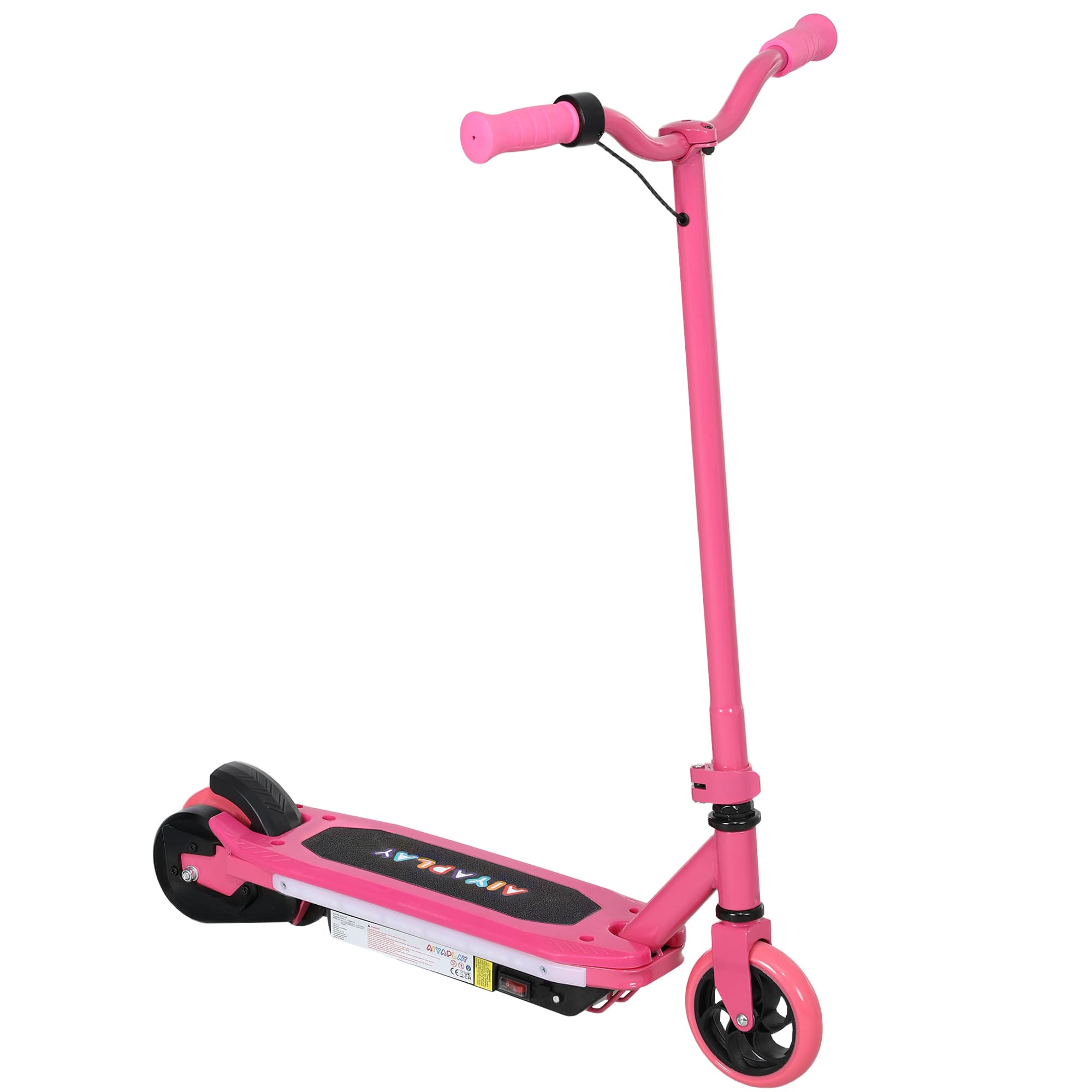 AIYAPLAY Electric Scooter for Kids Ages 6-14, with Colourful Light and Electric Brake, Kids Electric Scooter E Scooter, Up to 10 KM/H & 8 KM, Pink