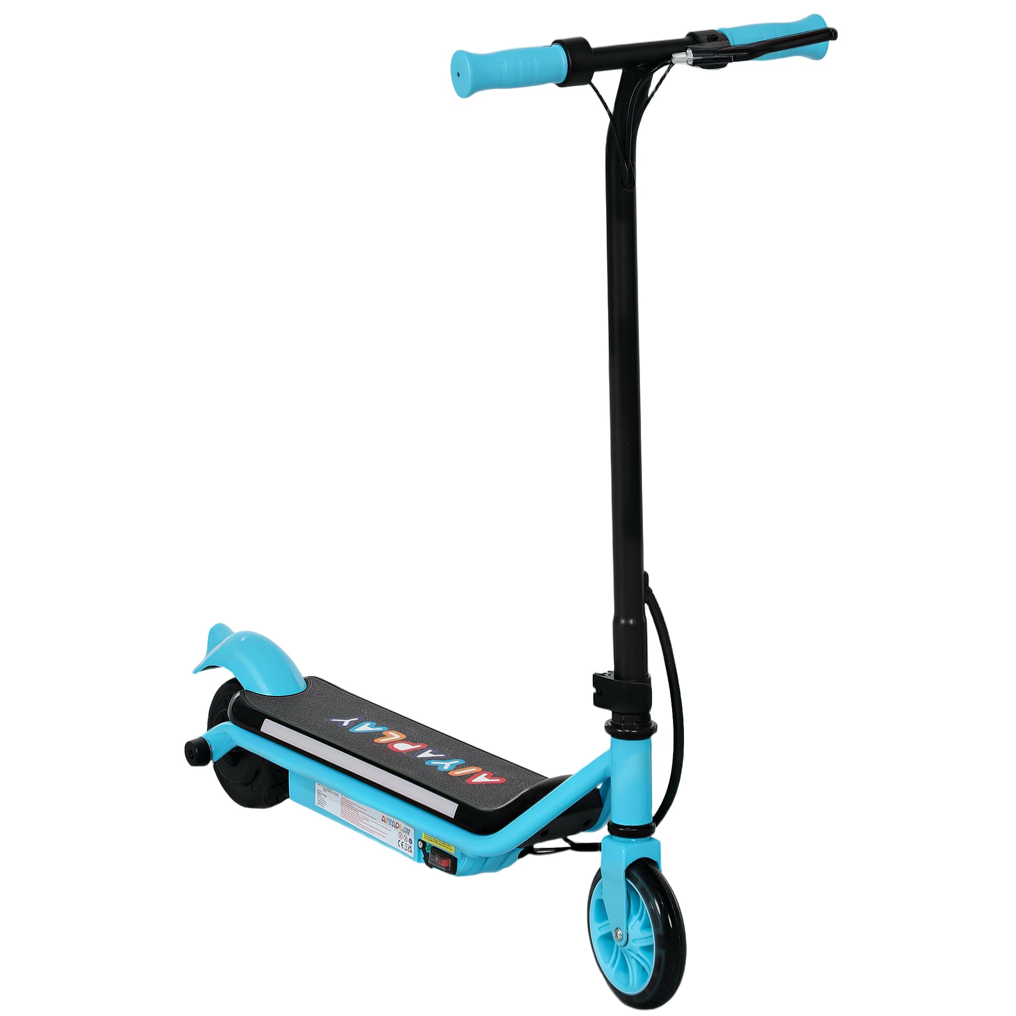 AIYAPLAY Electric Scooter for Kids Ages 6-14, with Dual Brakes, Flash Wheel and Colourful Light, Kids Electric Scooter E Scooter, Up to 12 KM/H & 10 KM, Blue