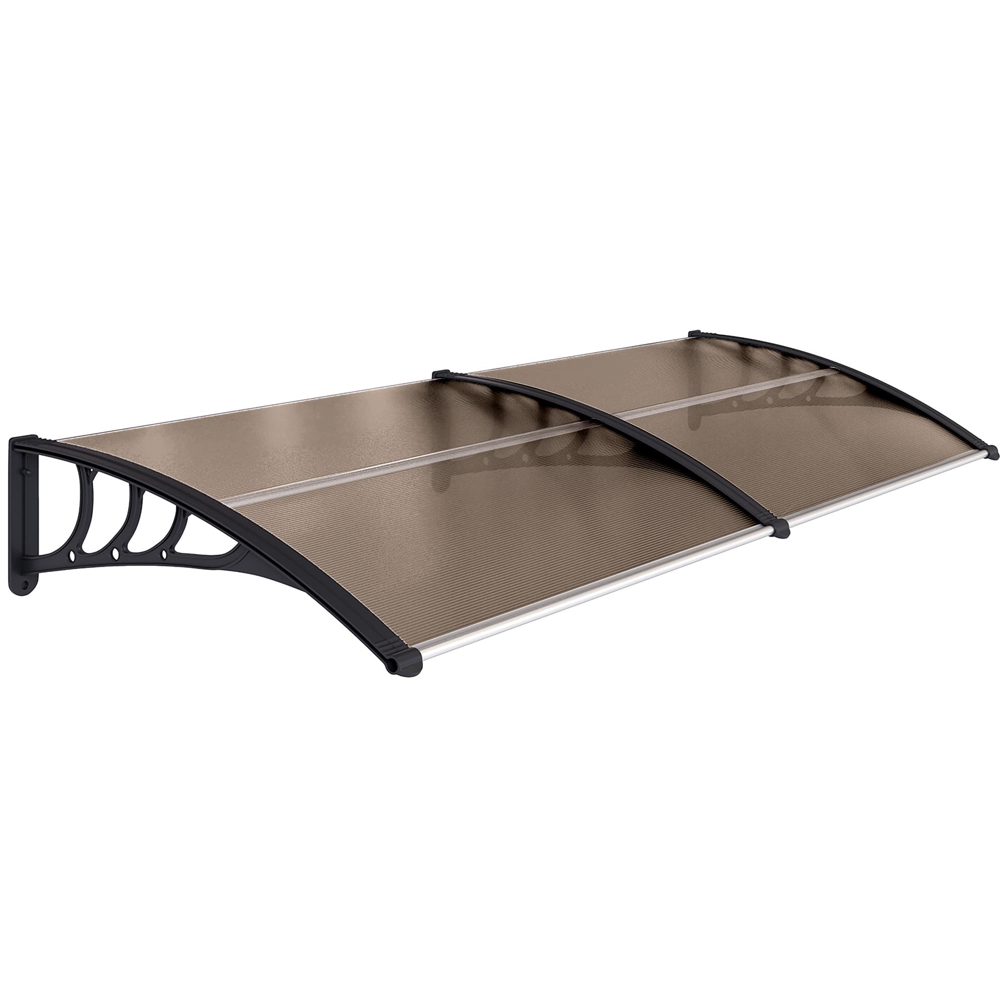 Outsunny Waterproof 75 x 195 cm Curved Door Window Awning Canopy, Polycarbonate Cover Front Door Patio, UV Rain Snow Protection Shelter | Aosom UK