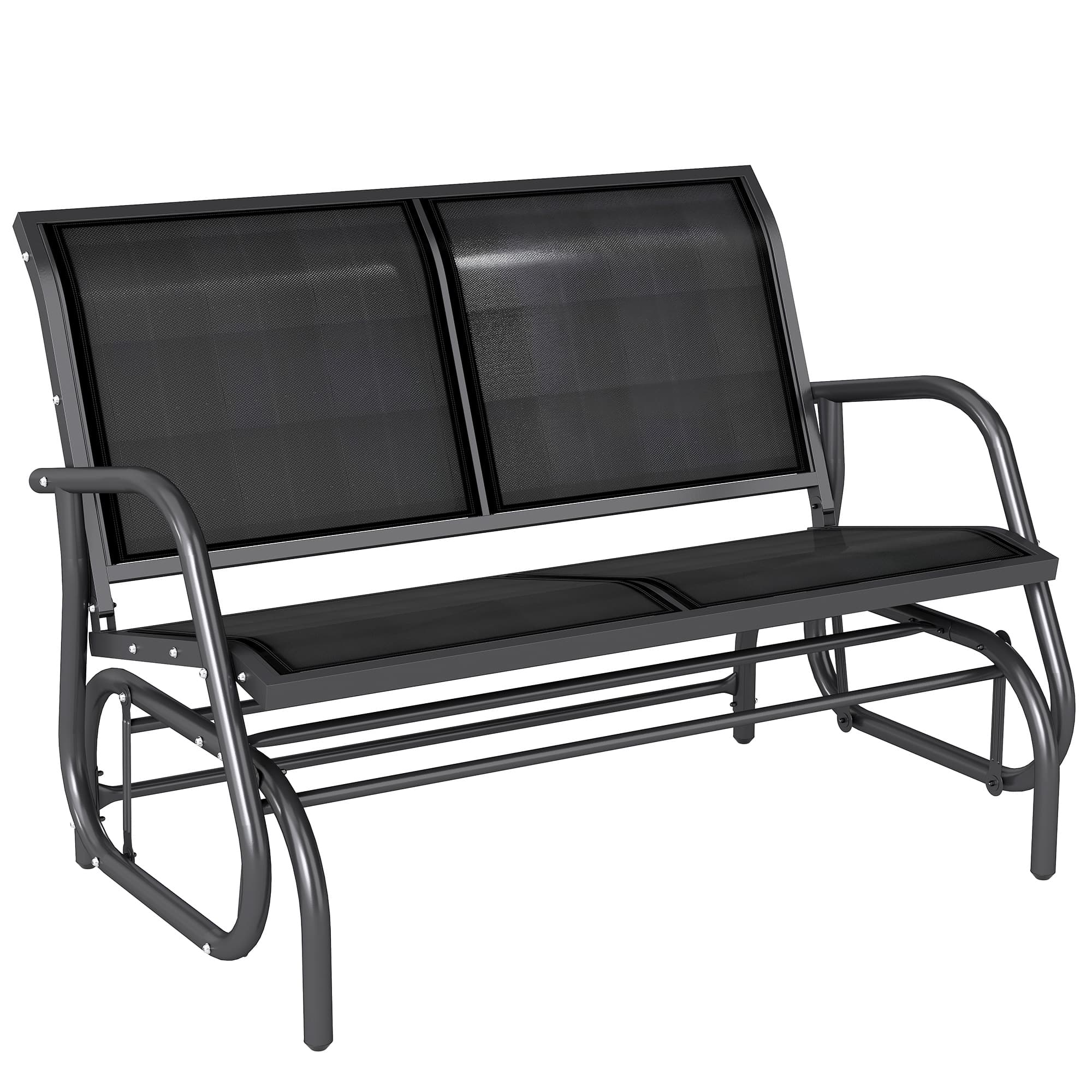 Outsunny 2-Person Outdoor Glider Bench Patio Double Swing Gliding Chair Loveseat w/Power Coated Steel Frame for Garden Porch, Black | Aosom UK