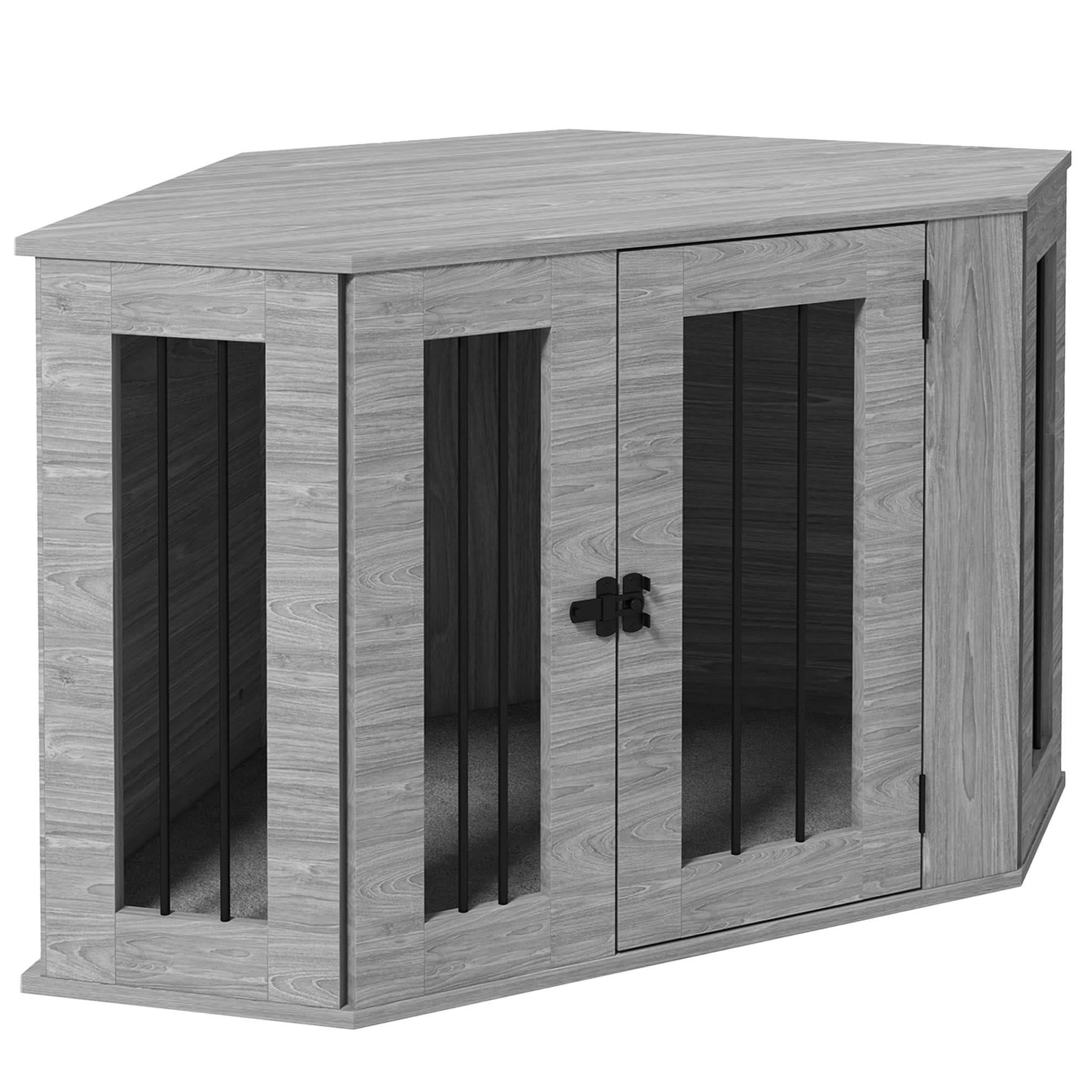 PawHut Dog Crate with Cushion, Conner Dog Crate Furniture, 104 x 55 x 63 cm, Grey